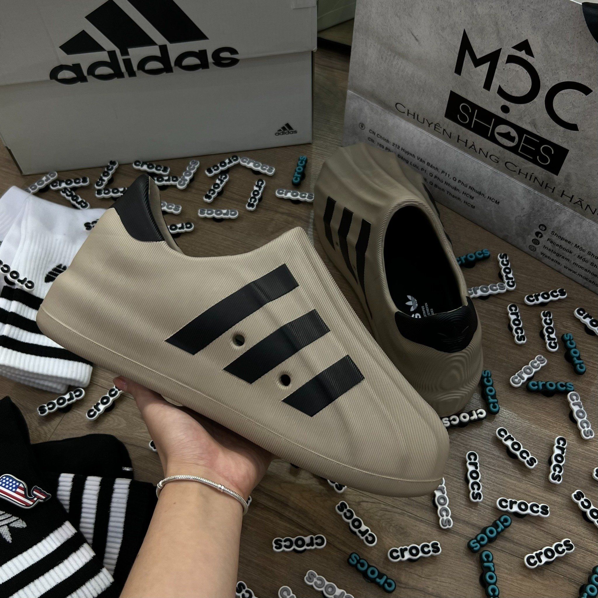 1604 - HÀNG CHÍNH HÃNG - GIÀY ADIDAS ADIFOM SUPERSTAR - NÂU CÀ PHÊ SỌC ĐEN