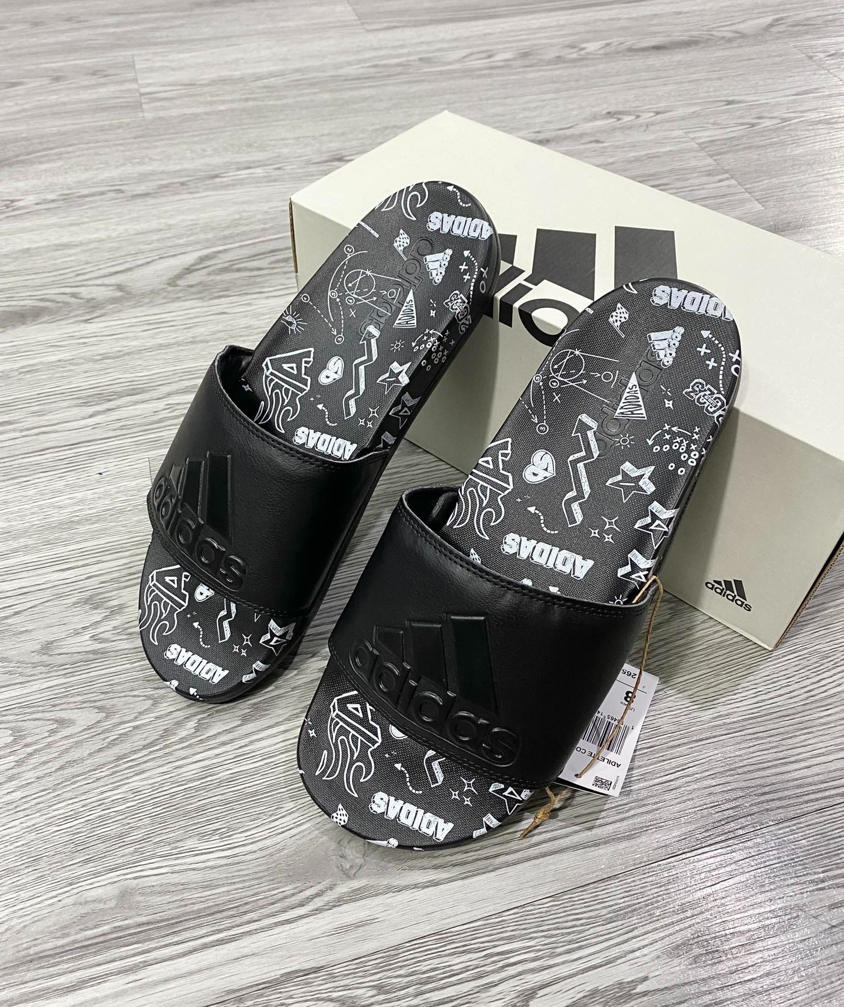 1616 - HÀNG CHÍNH HÃNG - DÉP ADIDAS CLOUDFOAM COMFORT - BIG LOGO Nhiều Họa Tiết - ĐEN - Code: IF3057
