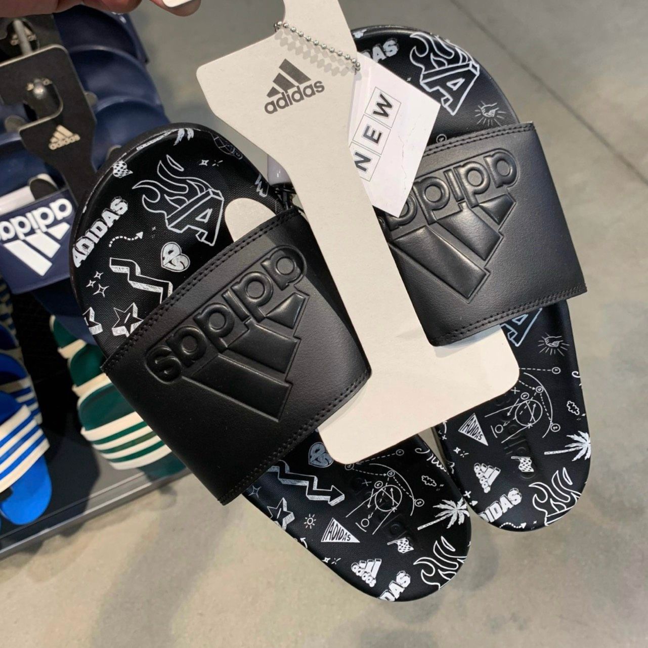 1616 - HÀNG CHÍNH HÃNG - DÉP ADIDAS CLOUDFOAM COMFORT - BIG LOGO Nhiều Họa Tiết - ĐEN - Code: IF3057
