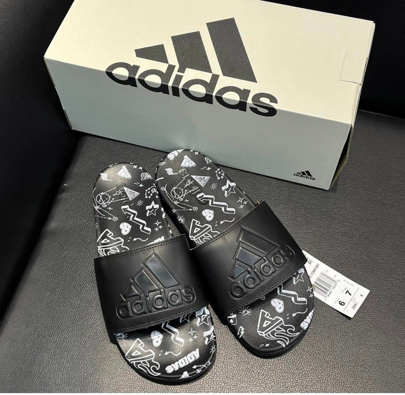  1616 - HÀNG CHÍNH HÃNG - DÉP ADIDAS CLOUDFOAM COMFORT - BIG LOGO Nhiều Họa Tiết - ĐEN - Code: IF3057 