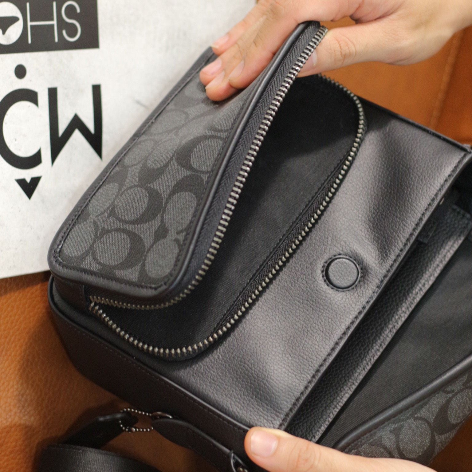 1667 - HÀNG CHÍNH HÃNG - TÚI ĐEO CHÉO COACH SULLIVAN CROSSBODY IN SIGNATURE CANVAS (MÀU ĐEN XÁM) - CODE: C9870