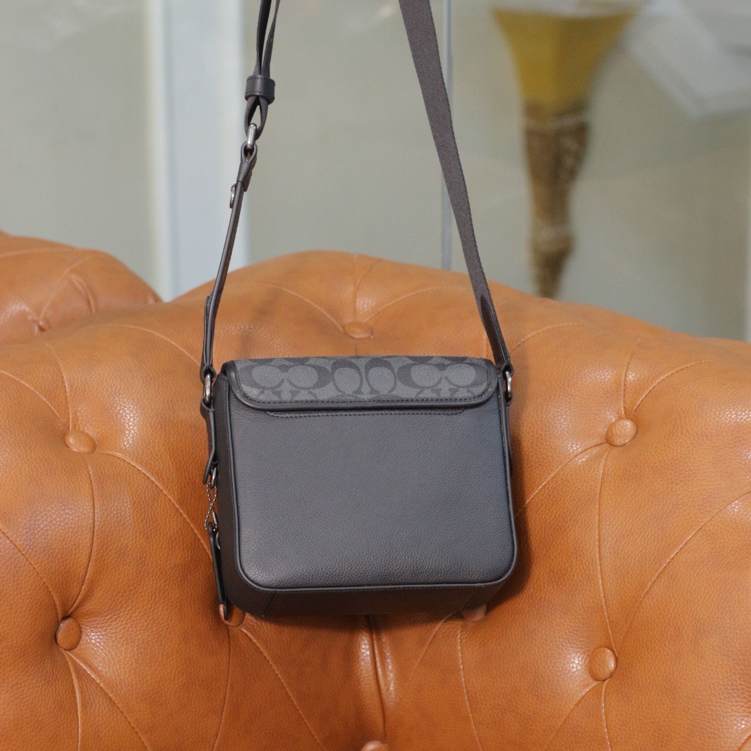1667 - HÀNG CHÍNH HÃNG - TÚI ĐEO CHÉO COACH SULLIVAN CROSSBODY IN SIGNATURE CANVAS (MÀU ĐEN XÁM) - CODE: C9870