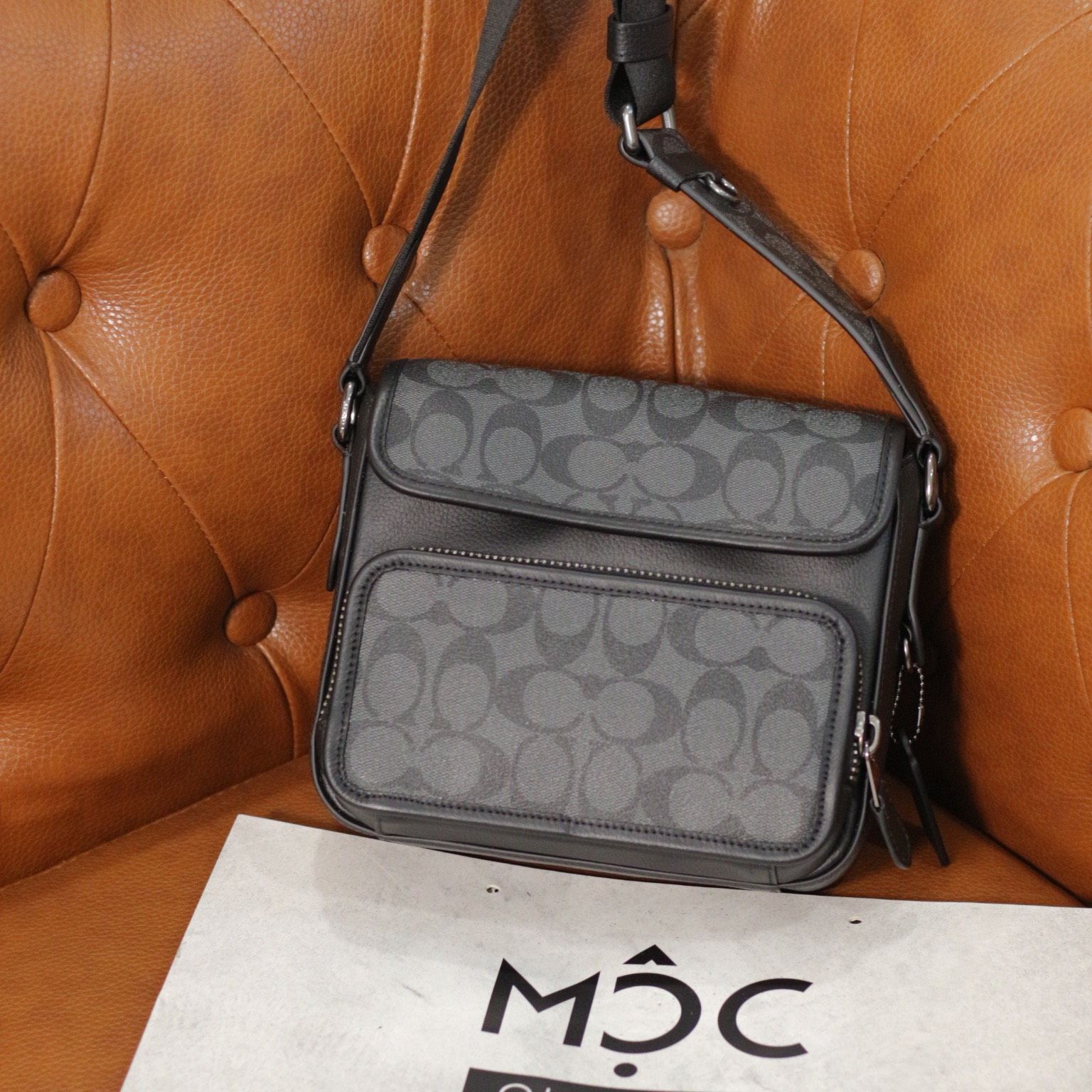 1667 - HÀNG CHÍNH HÃNG - TÚI ĐEO CHÉO COACH SULLIVAN CROSSBODY IN SIGNATURE CANVAS (MÀU ĐEN XÁM) - CODE: C9870