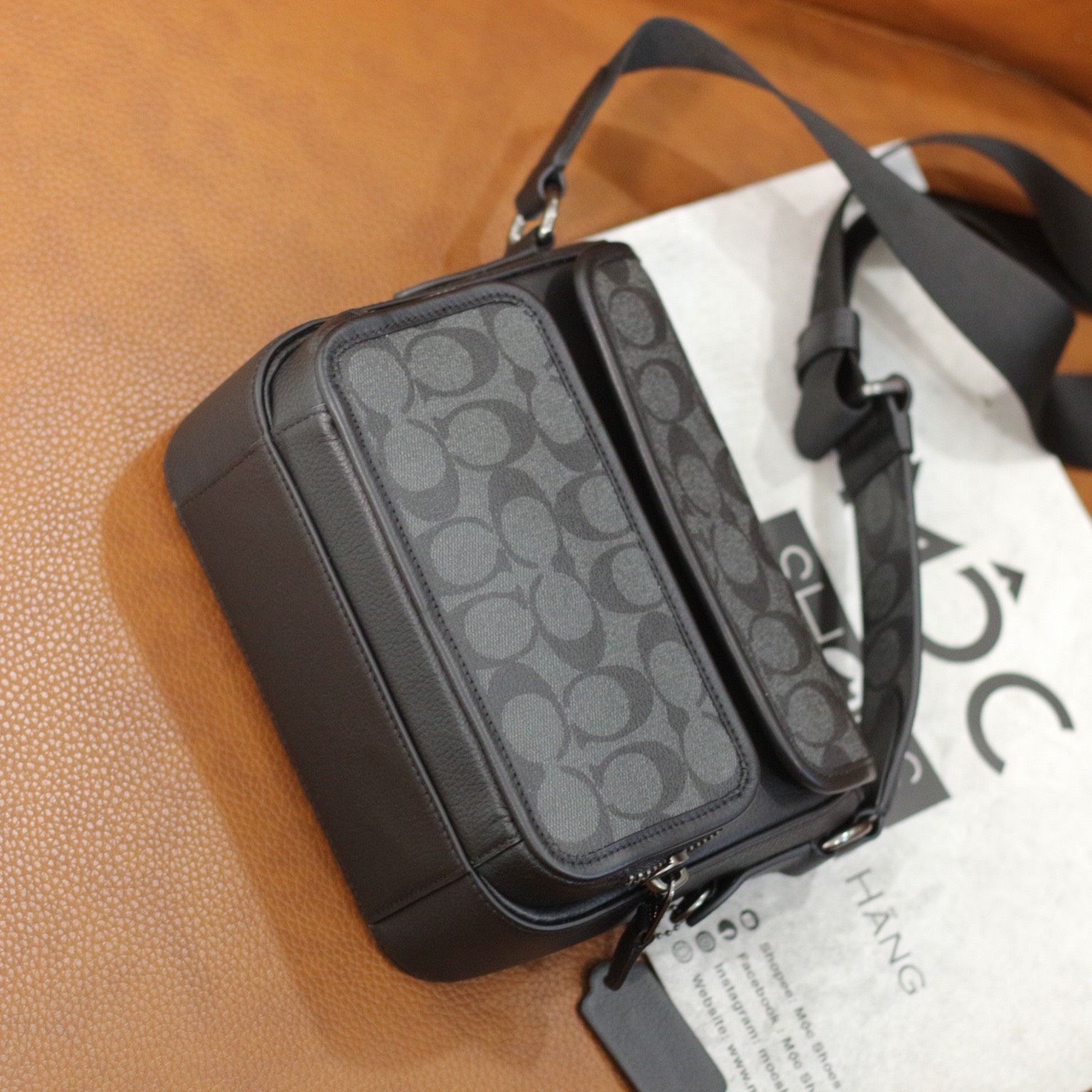 1667 - HÀNG CHÍNH HÃNG - TÚI ĐEO CHÉO COACH SULLIVAN CROSSBODY IN SIGNATURE CANVAS (MÀU ĐEN XÁM) - CODE: C9870