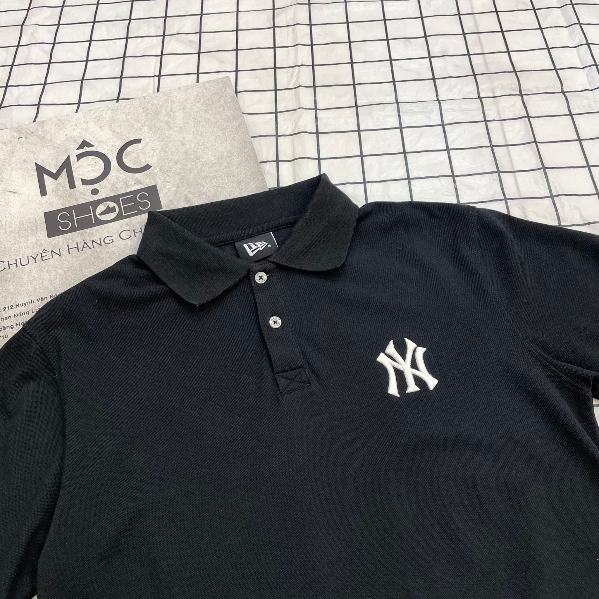  1695 - HÀNG CHÍNH HÃNG - ÁO THUN POLO NEW ERA  - NY THÊU BLACK - CODE: 12848783 