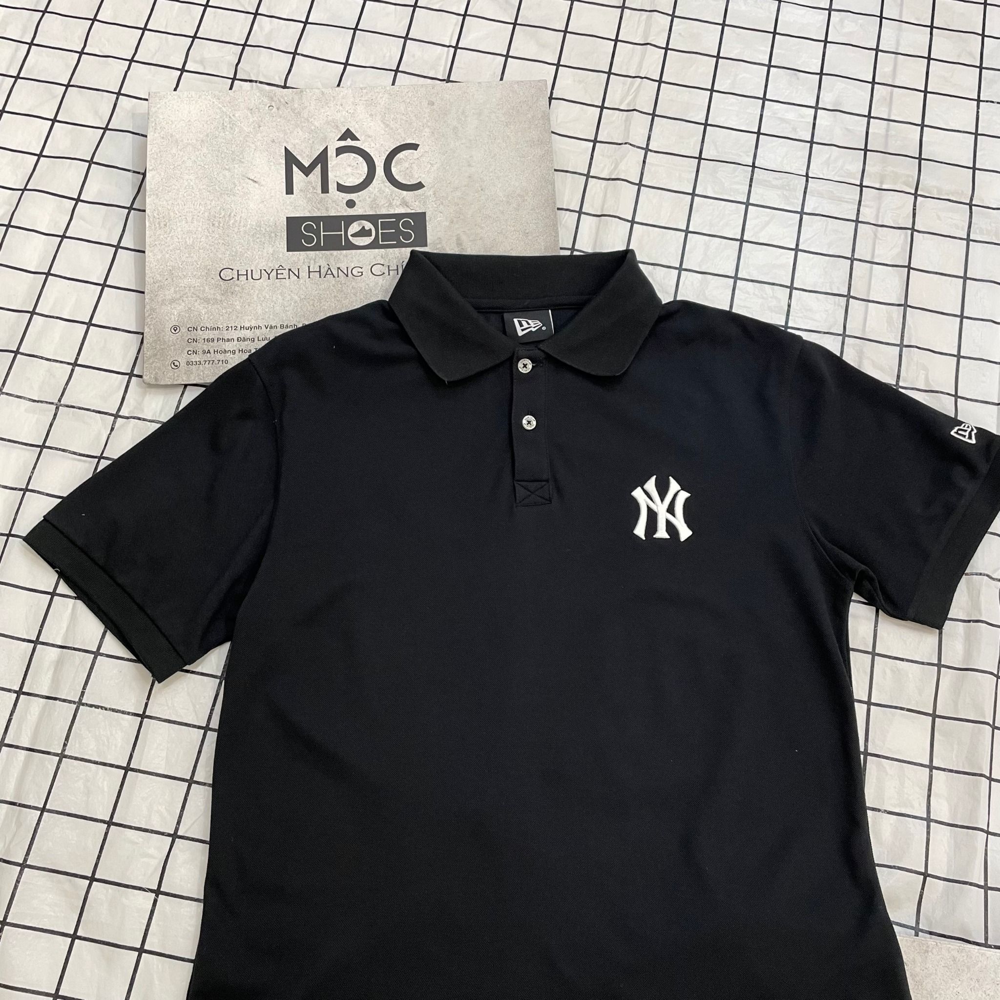  1695 - HÀNG CHÍNH HÃNG - ÁO THUN POLO NEW ERA  - NY THÊU BLACK - CODE: 12848783 