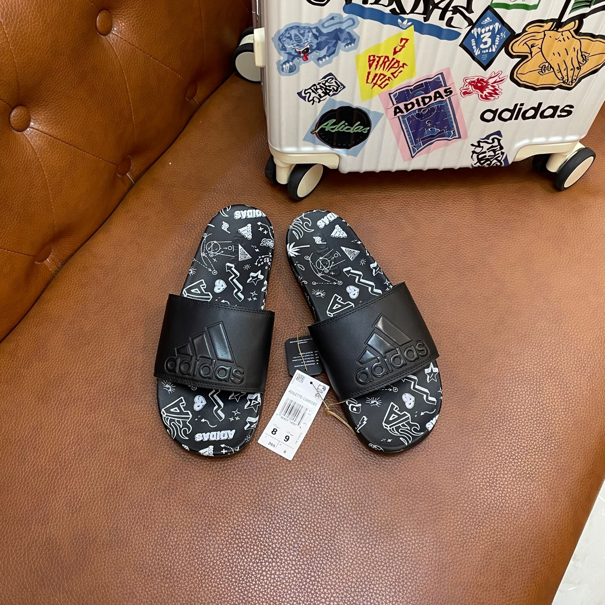 1616 - HÀNG CHÍNH HÃNG - DÉP ADIDAS CLOUDFOAM COMFORT - BIG LOGO Nhiều Họa Tiết - ĐEN - Code: IF3057