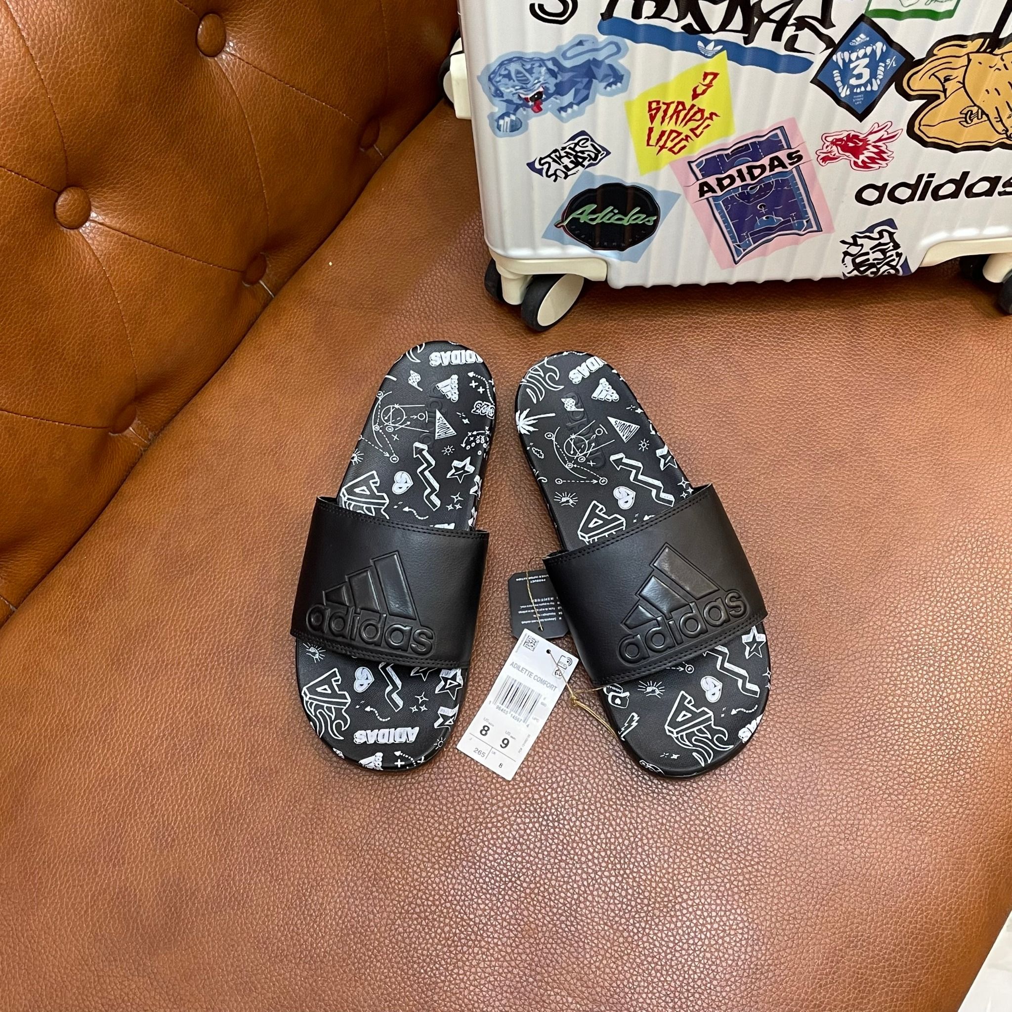 1616 - HÀNG CHÍNH HÃNG - DÉP ADIDAS CLOUDFOAM COMFORT - BIG LOGO Nhiều Họa Tiết - ĐEN - Code: IF3057