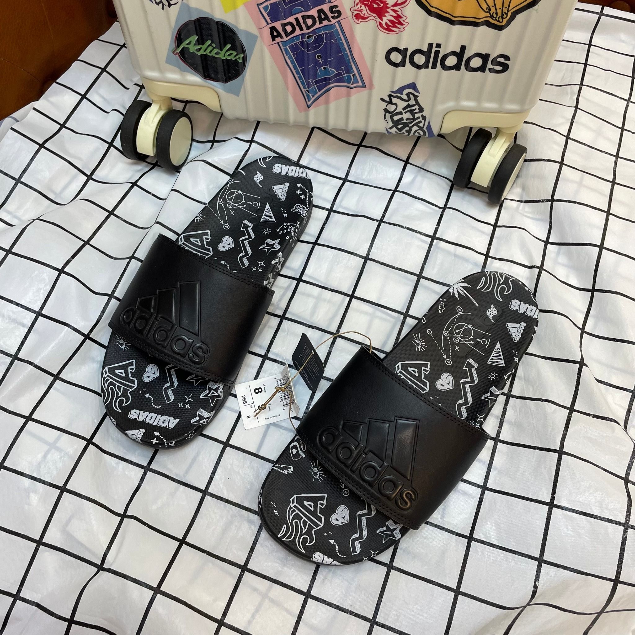1616 - HÀNG CHÍNH HÃNG - DÉP ADIDAS CLOUDFOAM COMFORT - BIG LOGO Nhiều Họa Tiết - ĐEN - Code: IF3057
