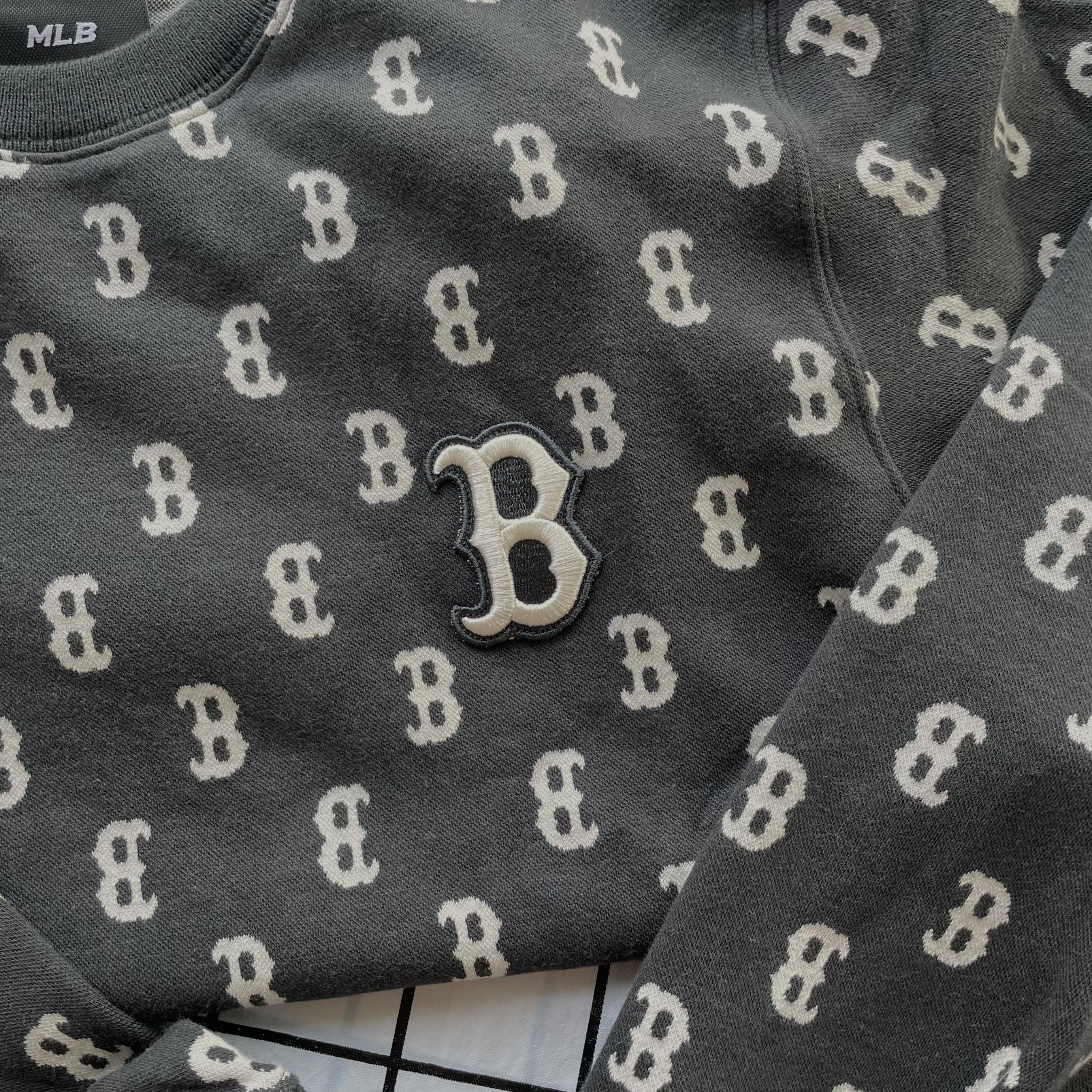 1794 - HÀNG CHÍNH HÃNG - ÁO SWEATER MLB DÍCH DẮC - XÁM ĐEN