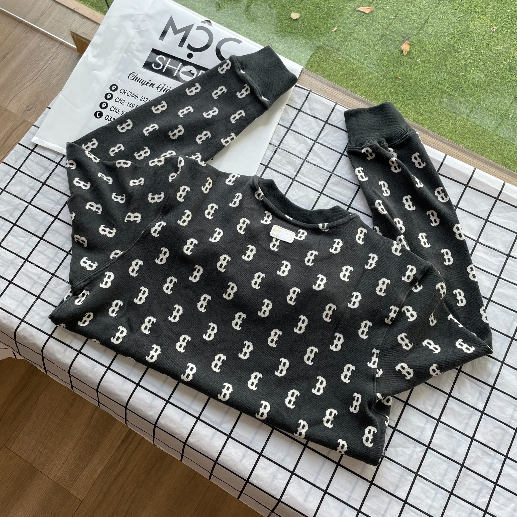 1794 - HÀNG CHÍNH HÃNG - ÁO SWEATER MLB DÍCH DẮC - XÁM ĐEN