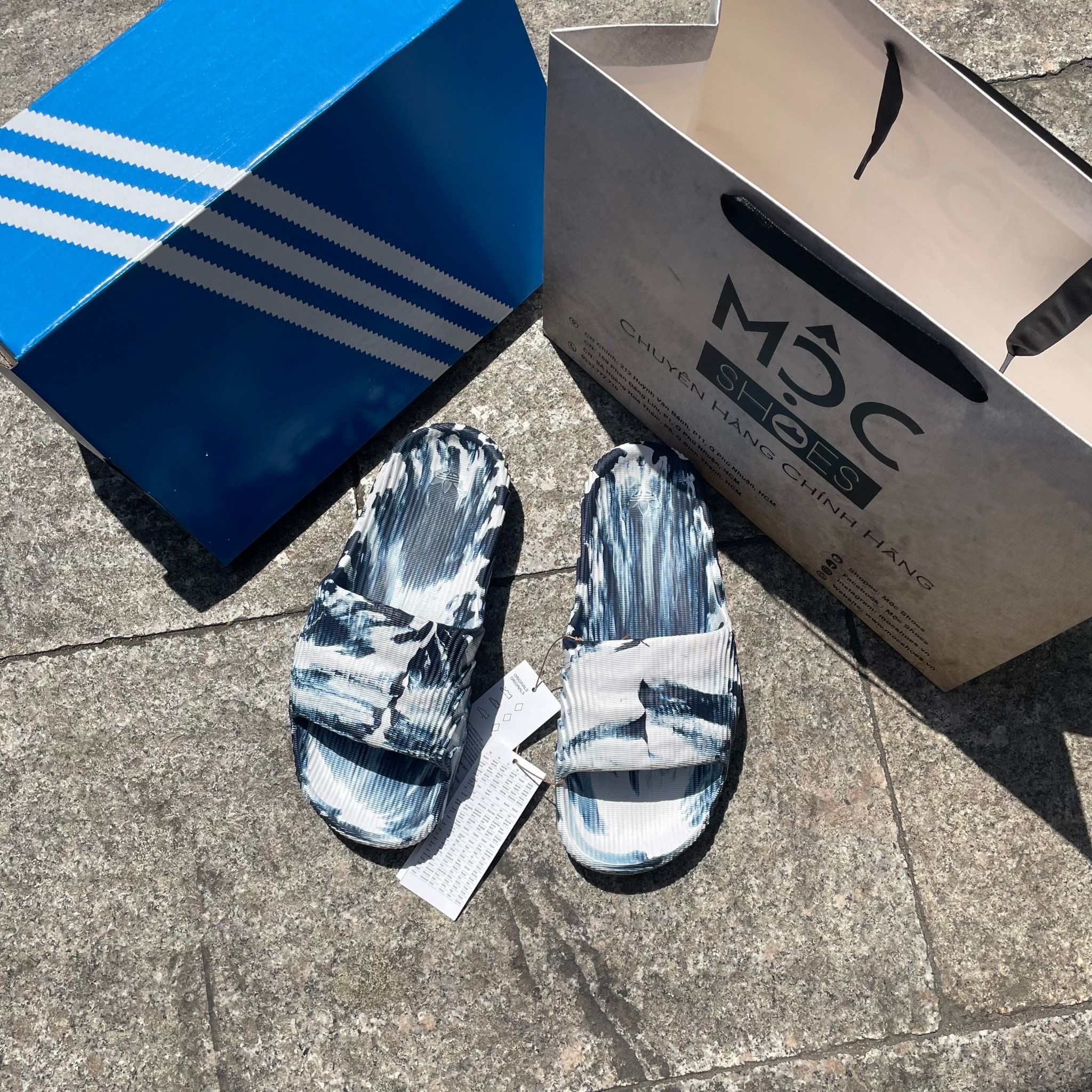  [SALE 750K] 1999  - HÀNG CHÍNH HÃNG - DÉP ADIDAS 22 - BẬC THANG *NAVY/GREY* LOANG 