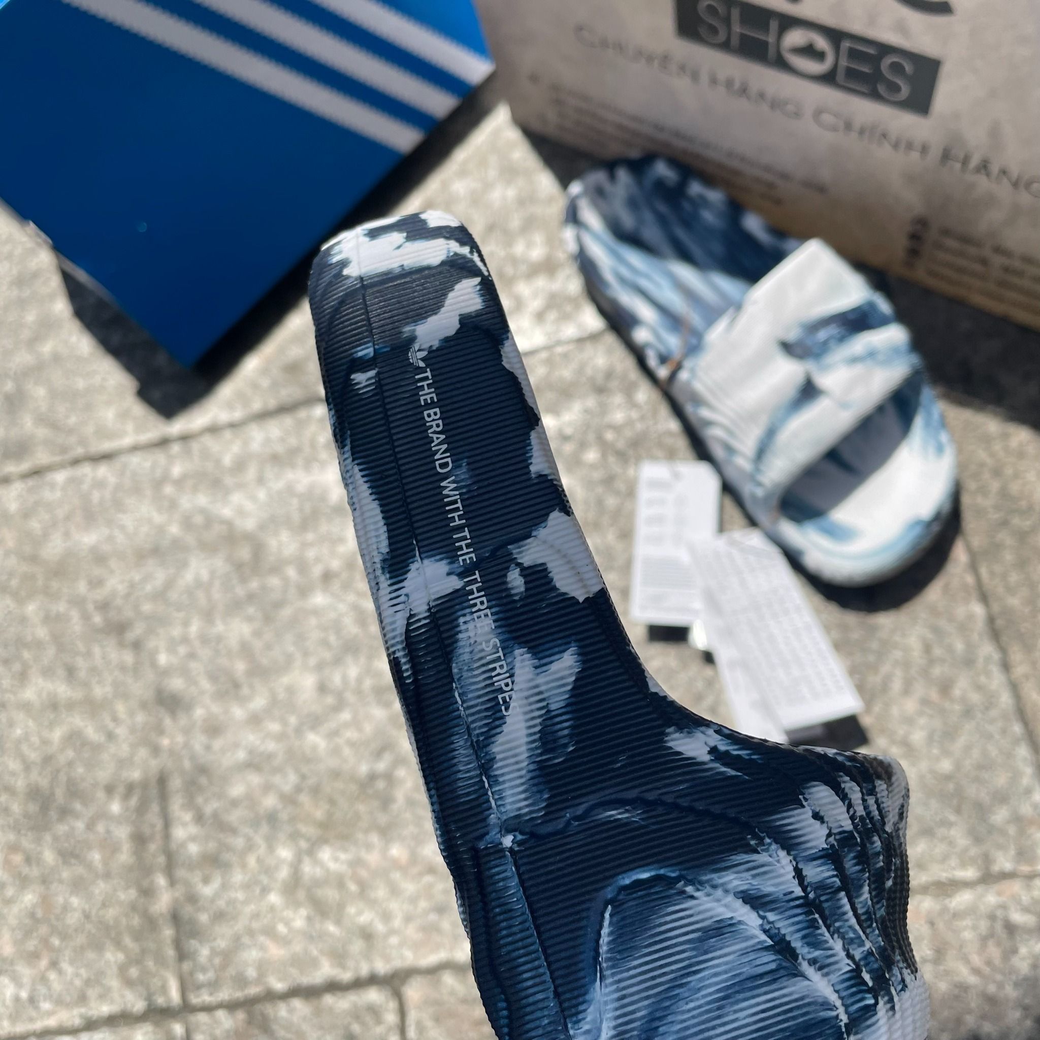  [SALE 750K] 1999  - HÀNG CHÍNH HÃNG - DÉP ADIDAS 22 - BẬC THANG *NAVY/GREY* LOANG 