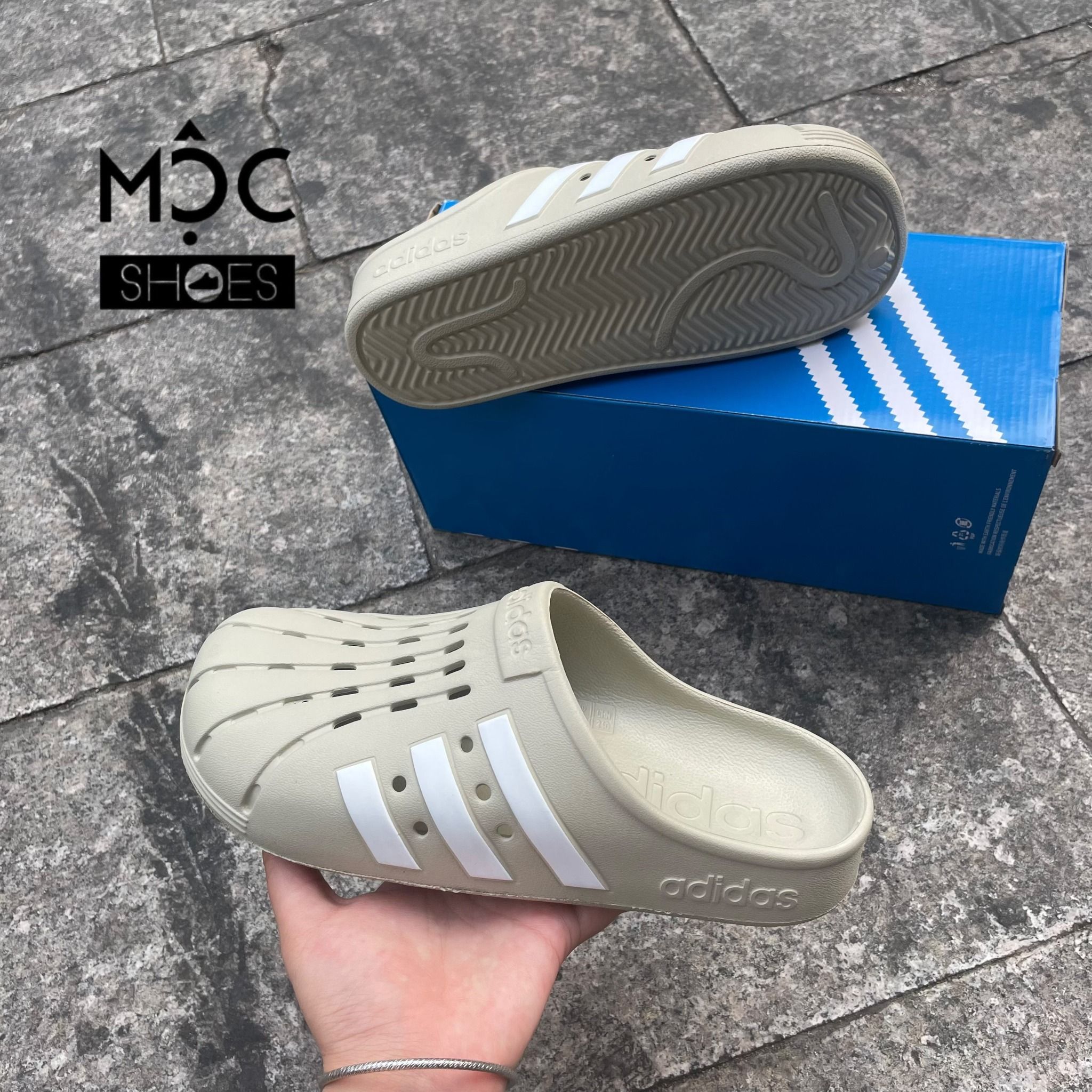 2041 - HÀNG CHÍNH HÃNG - Dép ADIDAS - ADILETTE CLOGS ( RỌ ) - *BE/KEM* - CODE: GZ5886