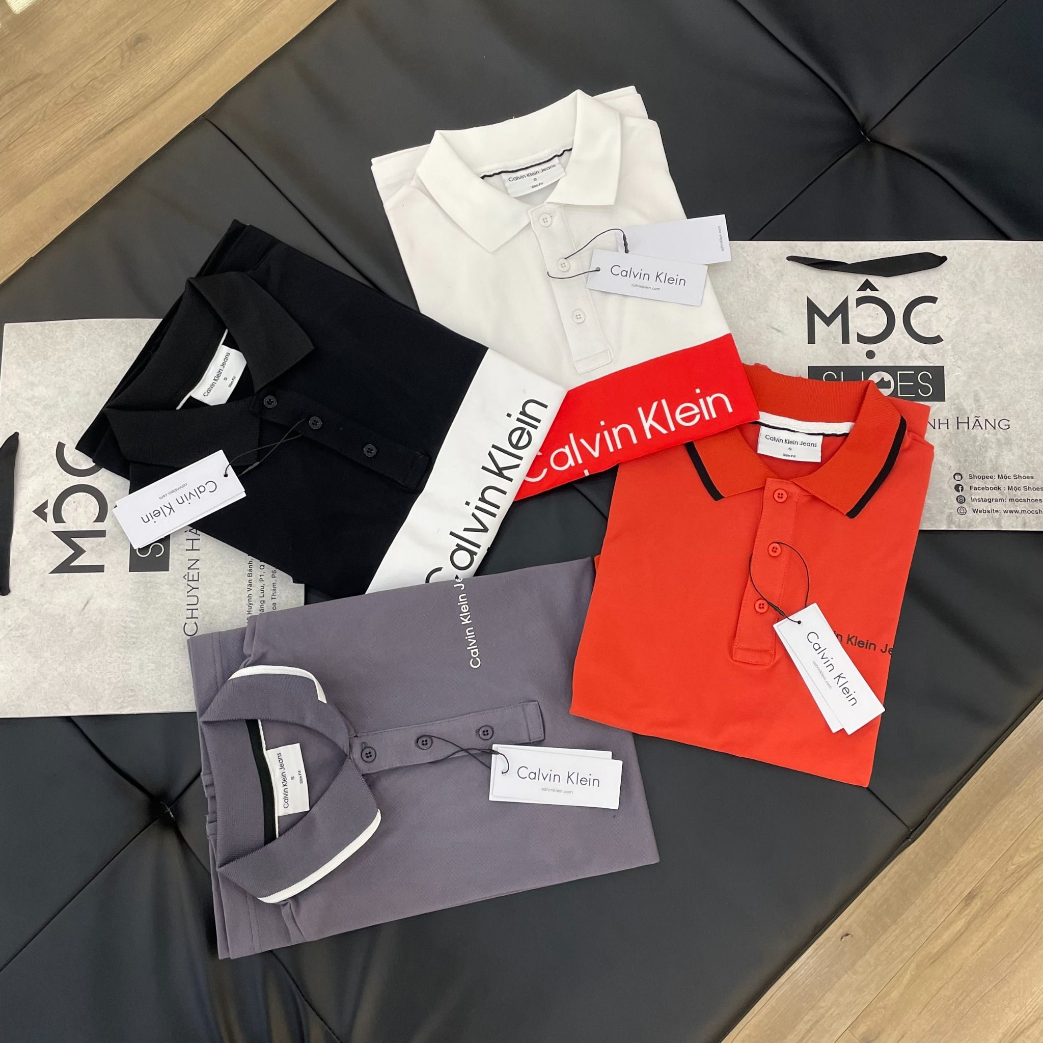 2040 - HÀNG CHÍNH HÃNG - ÁO POLO CALVIN KLEIN - ĐEN PHỐI TRẮNG