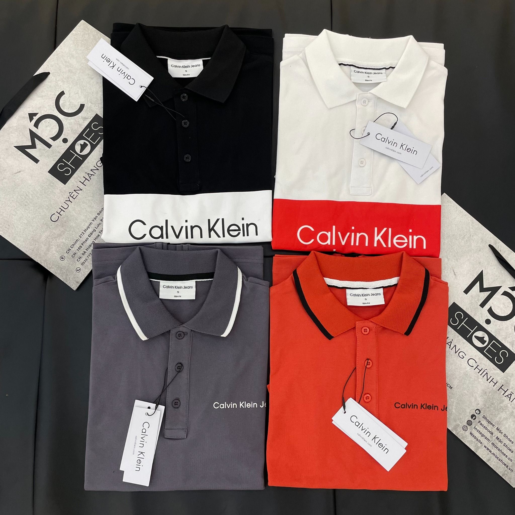 2040 - HÀNG CHÍNH HÃNG - ÁO POLO CALVIN KLEIN - ĐEN PHỐI TRẮNG