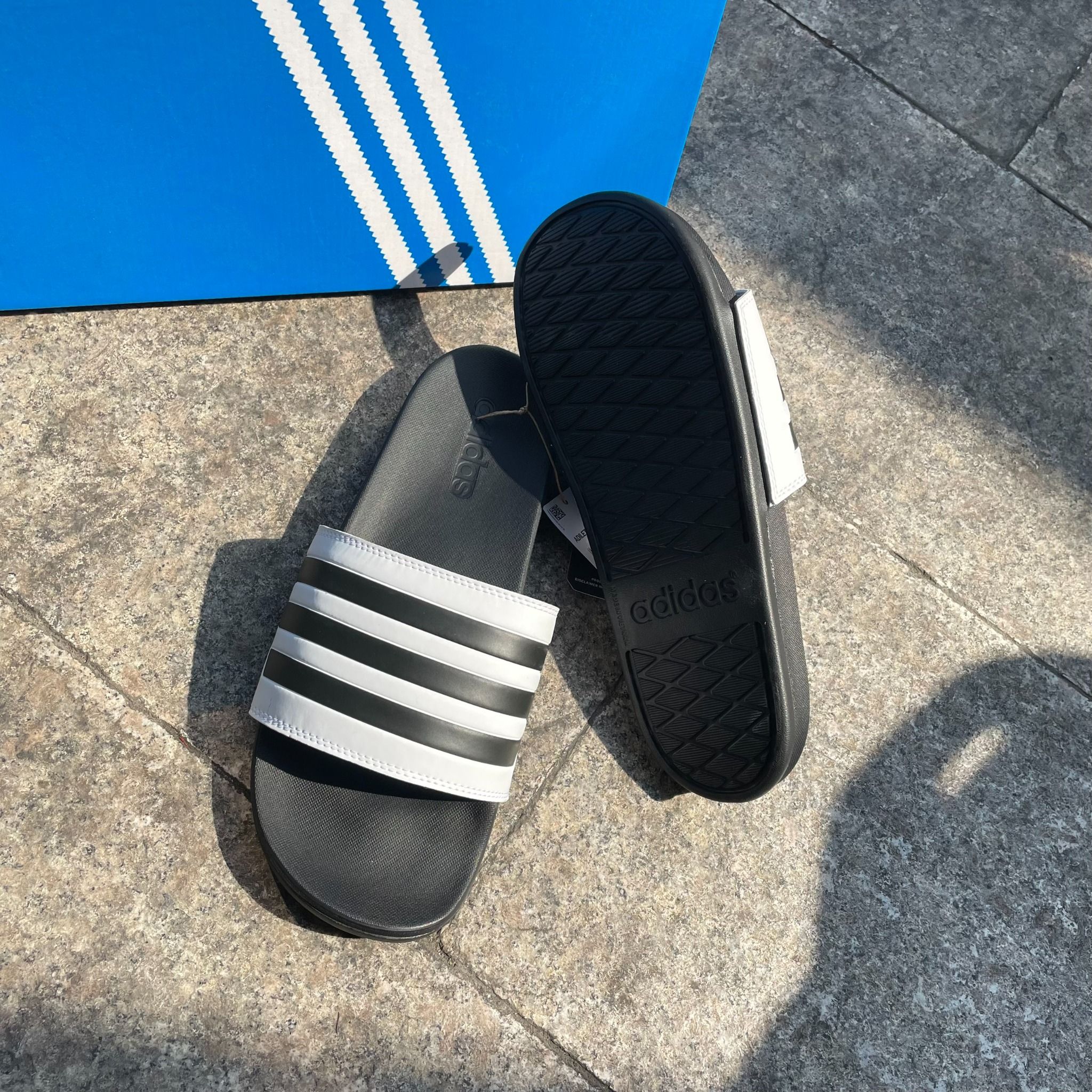 2057 - HÀNG CHÍNH HÃNG - DÉP ADIDAS CLOUDFOAM COMFORT - TRẮNG SỌC ĐEN