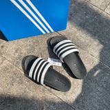  2057 - HÀNG CHÍNH HÃNG - DÉP ADIDAS CLOUDFOAM COMFORT - TRẮNG SỌC ĐEN 