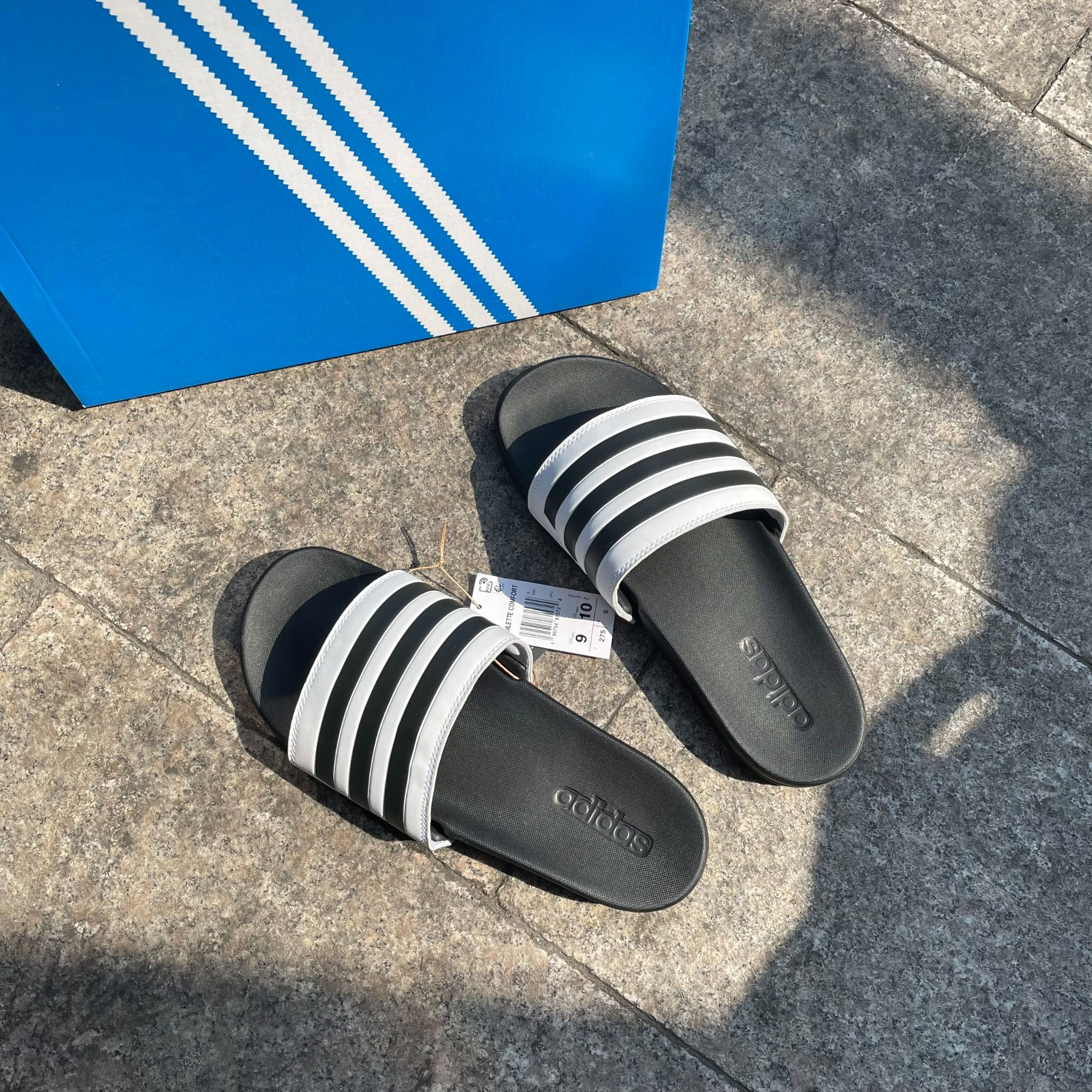 2057 - HÀNG CHÍNH HÃNG - DÉP ADIDAS CLOUDFOAM COMFORT - TRẮNG SỌC ĐEN