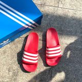  2055 - HÀNG CHÍNH HÃNG - DÉP ADIDAS LITE ĐỎ SỌC TRẮNG 