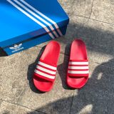  2055 - HÀNG CHÍNH HÃNG - DÉP ADIDAS LITE ĐỎ SỌC TRẮNG 