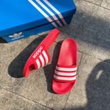  2055 - HÀNG CHÍNH HÃNG - DÉP ADIDAS LITE ĐỎ SỌC TRẮNG 