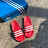  2055 - HÀNG CHÍNH HÃNG - DÉP ADIDAS LITE ĐỎ SỌC TRẮNG 