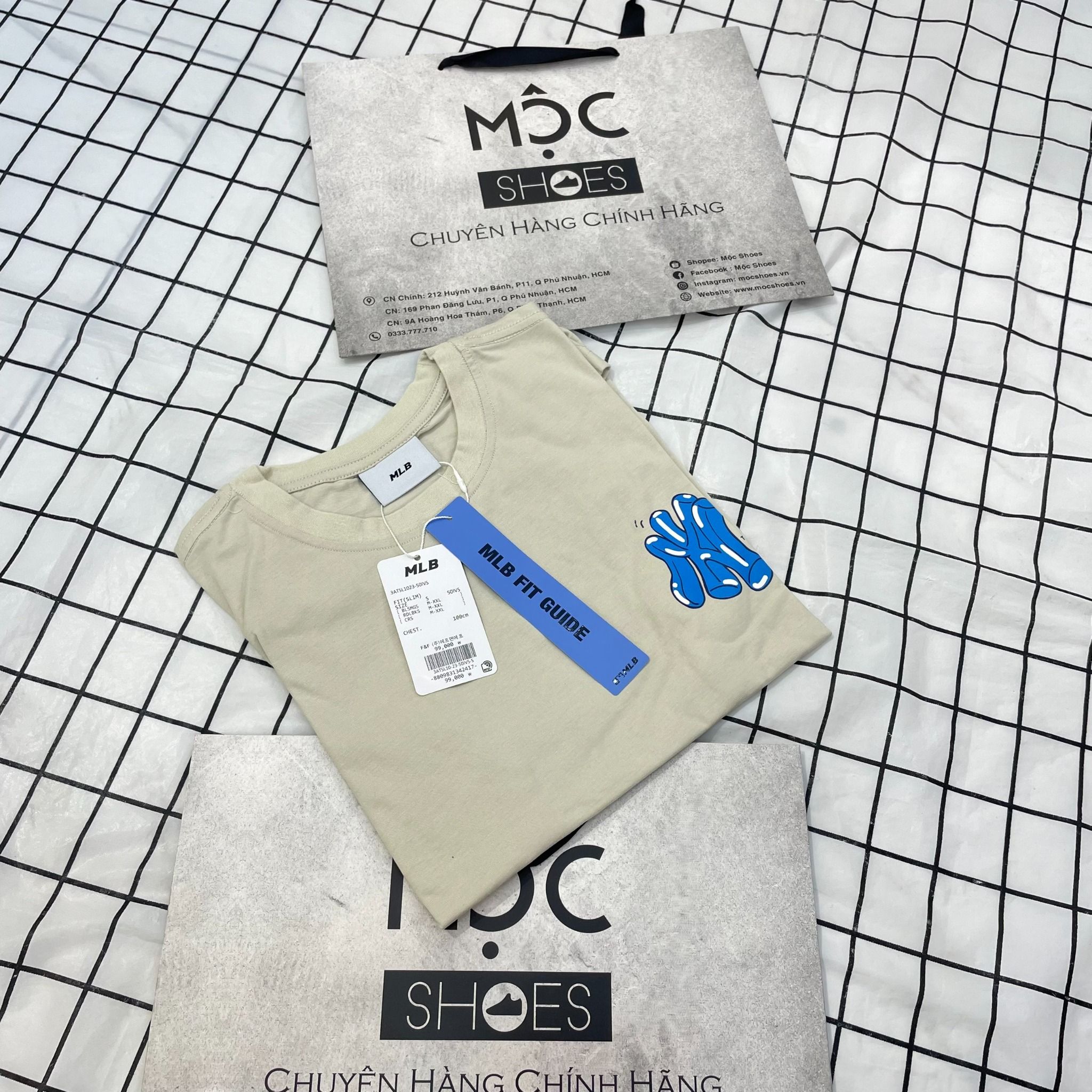 2071 - HÀNG CHÍNH HÃNG - ÁO THUN MLB - LIKE BE - LOGO XANH