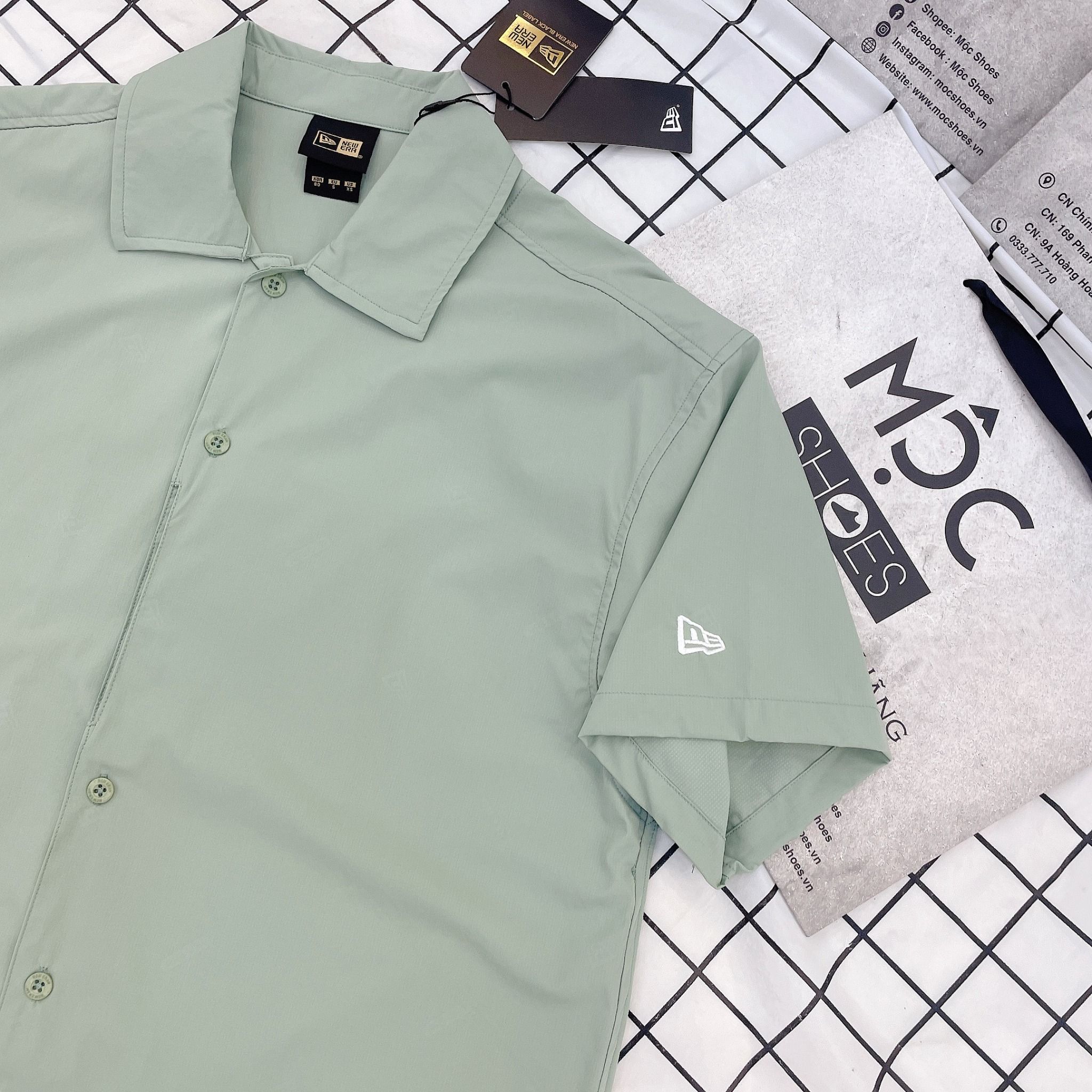 2078 - HÀNG CHÍNH HÃNG - ÁO NEW ERA - SƠ MI *TAY NGẮN* - MINT - CODE: 13679552