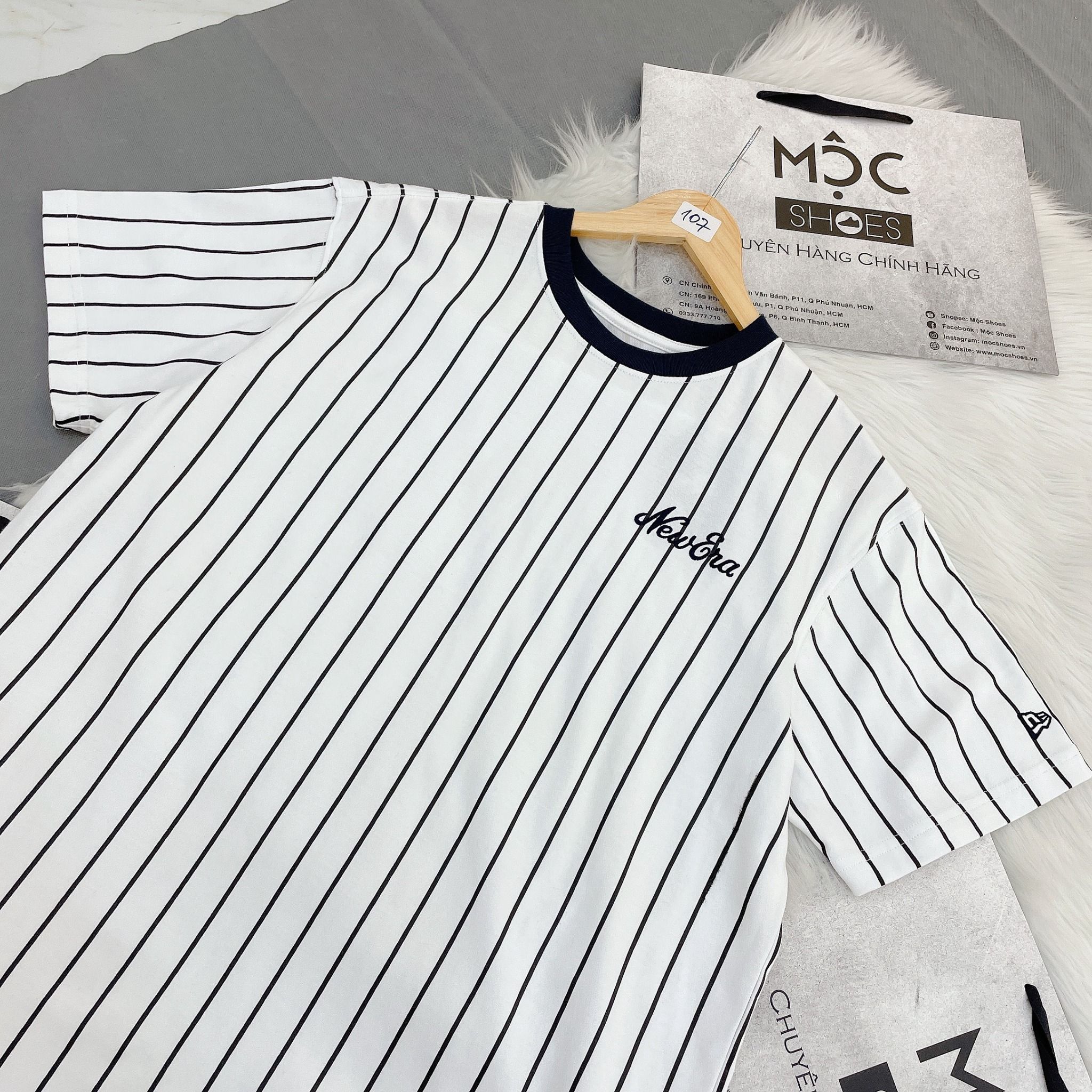 2102 - HÀNG CHÍNH HÃNG - ÁO NEW ERA - STRIPE LOGO NE - WHITE - CODE: 11860029
