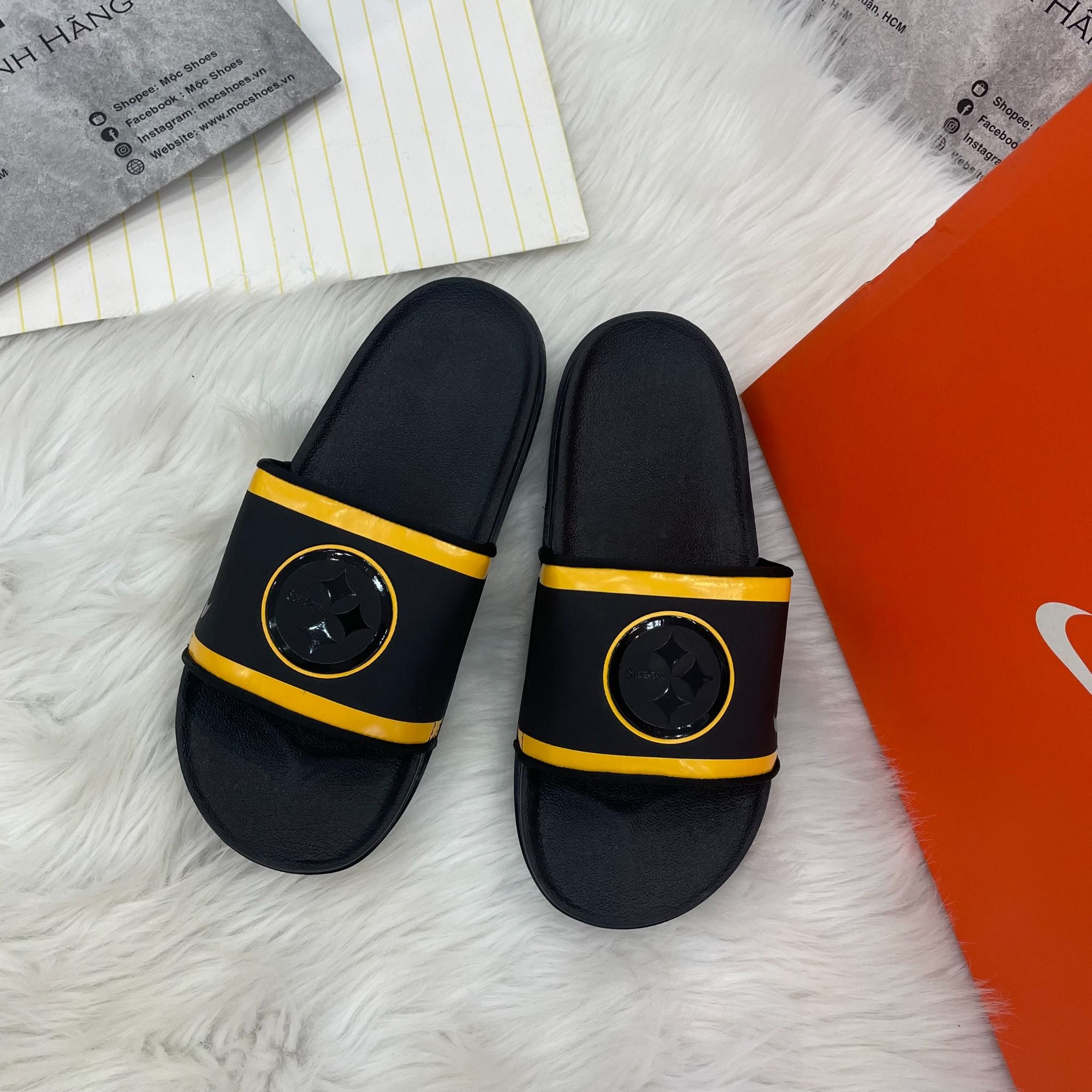2131 - HÀNG CHÍNH HÃNG - DÉP NIKE OFFCOURT - NFL PITTBURGH STEELERS - BLACK - CODE: DD0547-001