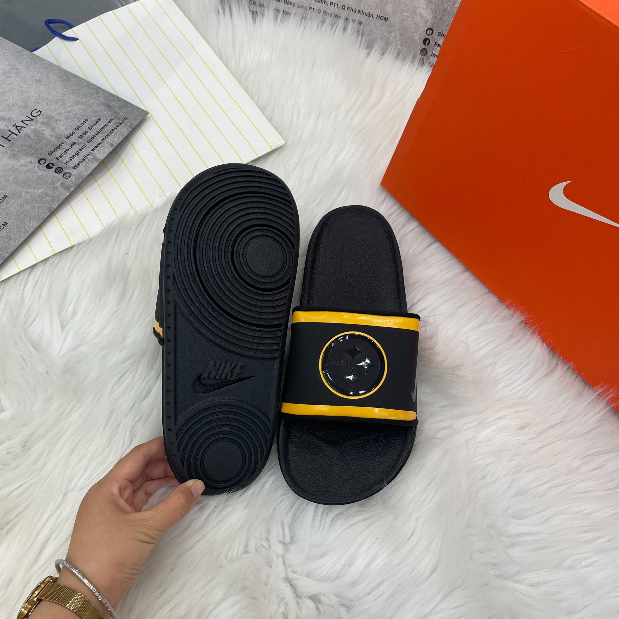 2131 - HÀNG CHÍNH HÃNG - DÉP NIKE OFFCOURT - NFL PITTBURGH STEELERS - BLACK - CODE: DD0547-001