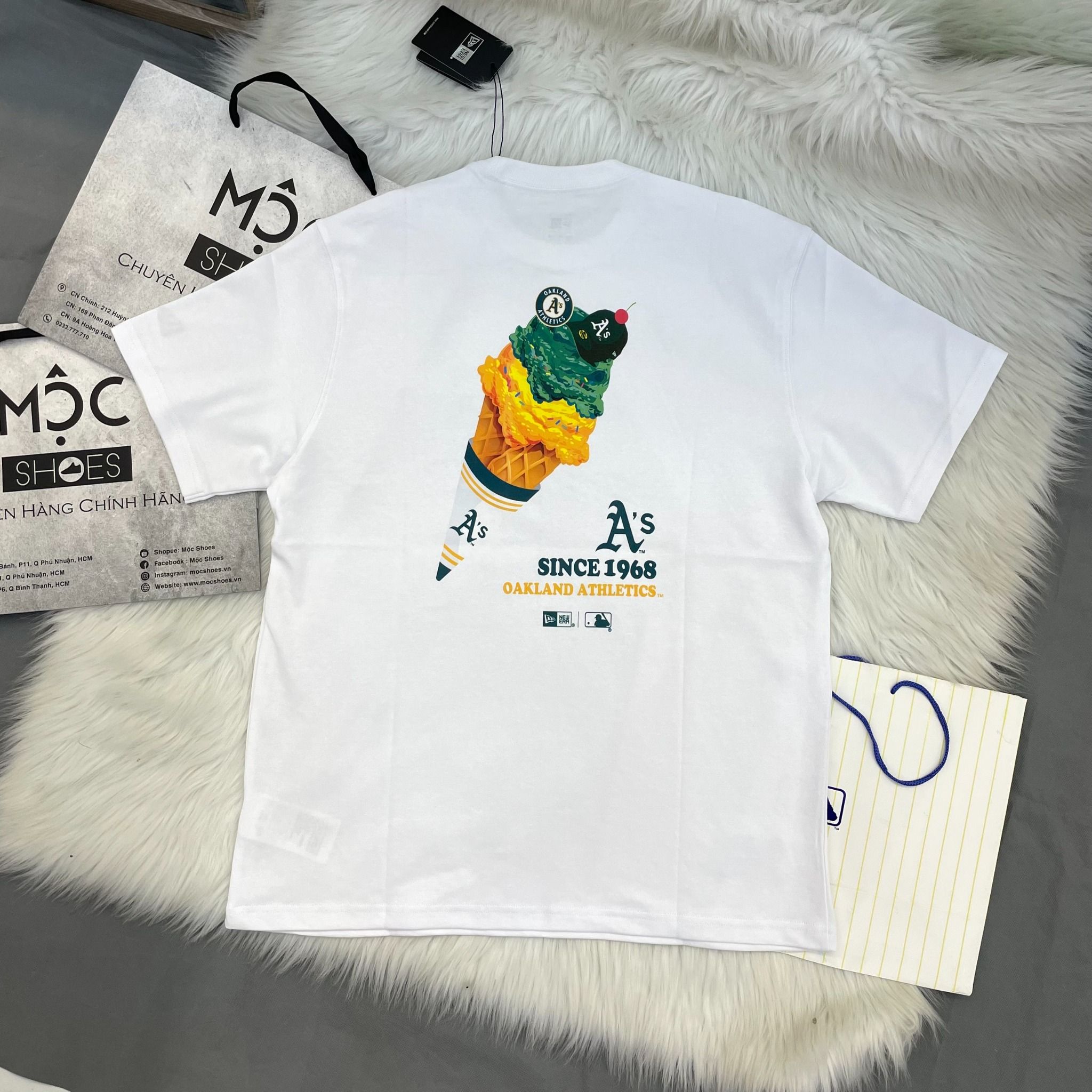  2132 -  HÀNG CHÍNH HÃNG - ÁO THUN NEW ERA - A'S OAKLAND - ICE CREAM - WHITE - CODE: 14179166 