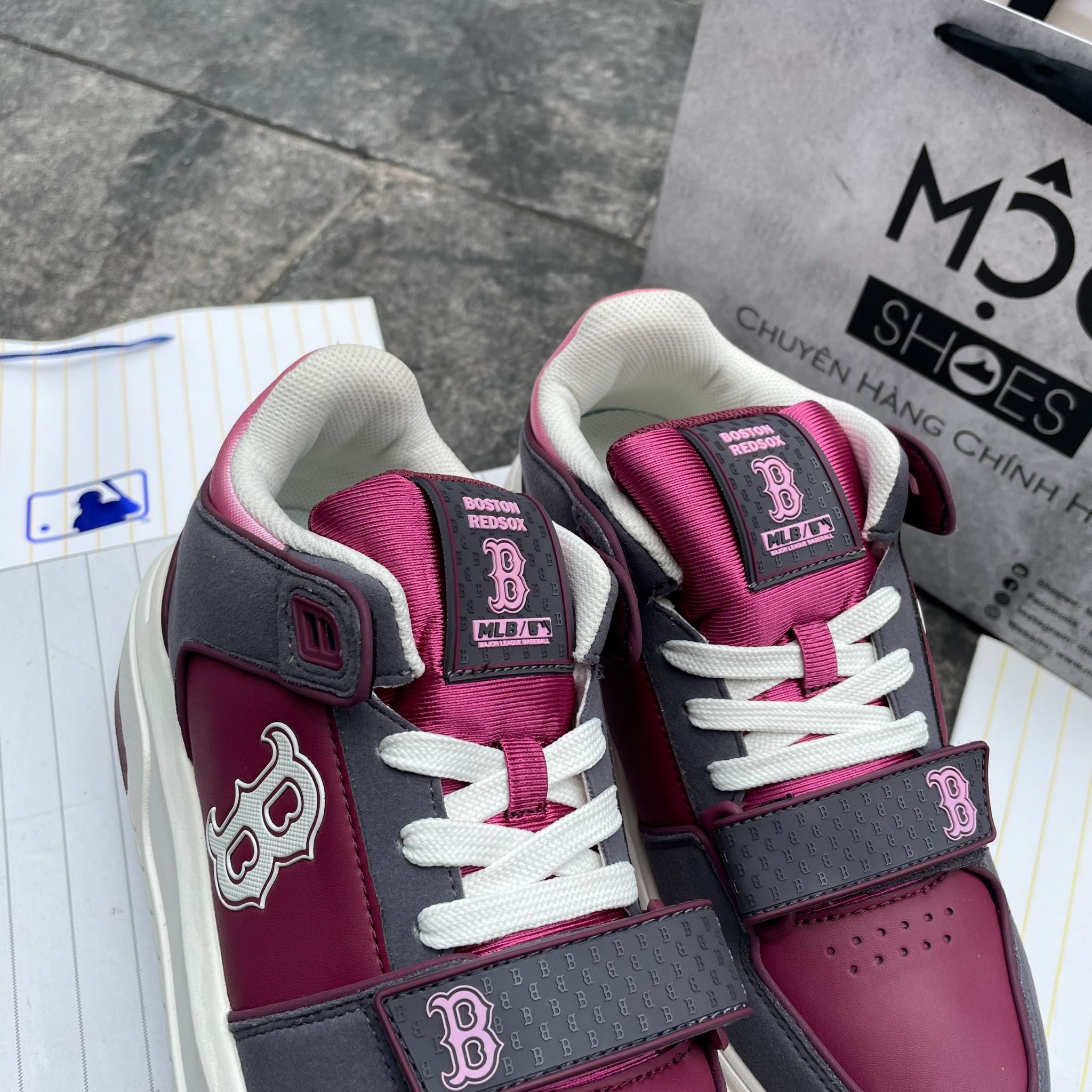 2133 - HÀNG CHÍNH HÃNG - GIÀY MLB CHUNKY LINER MID BOSTON - DARK RED - CODE: 3ASXLMS3N