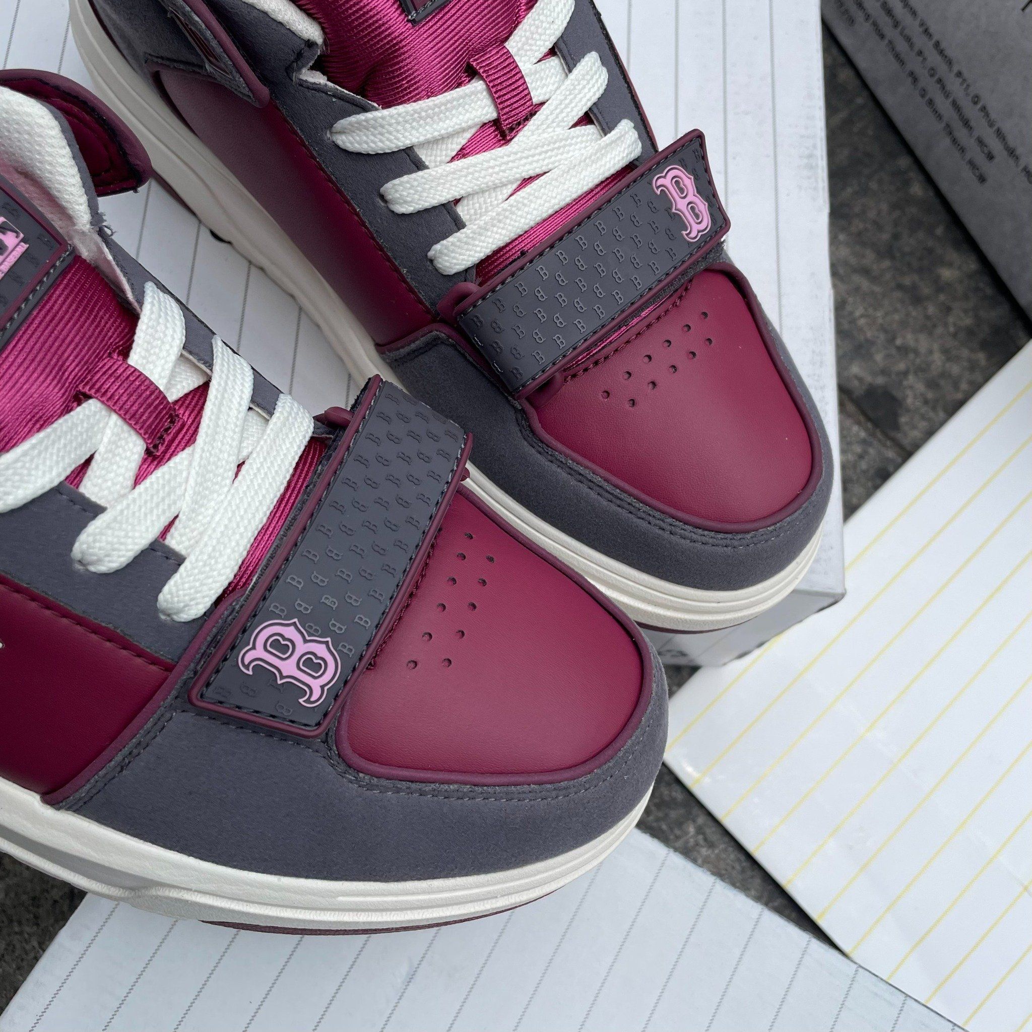 2133 - HÀNG CHÍNH HÃNG - GIÀY MLB CHUNKY LINER MID BOSTON - DARK RED - CODE: 3ASXLMS3N