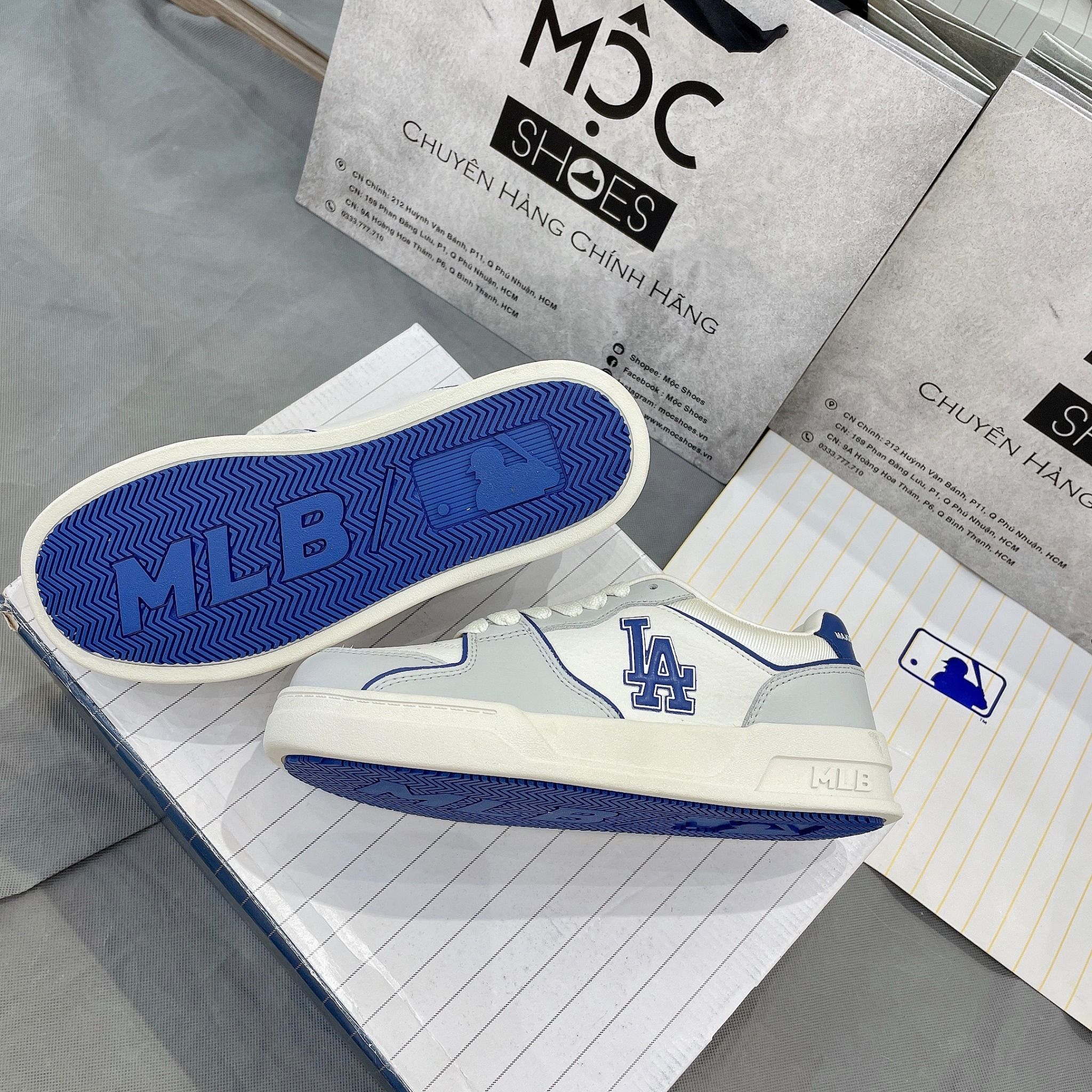  2143 - HÀNG CHÍNH HÃNG - GIÀY MLB HOFER V2 - LOS ANGELES DODGERS - TRẮNG/XANH DƯƠNG - CODE: 3ASXHSN4N-07NYS 