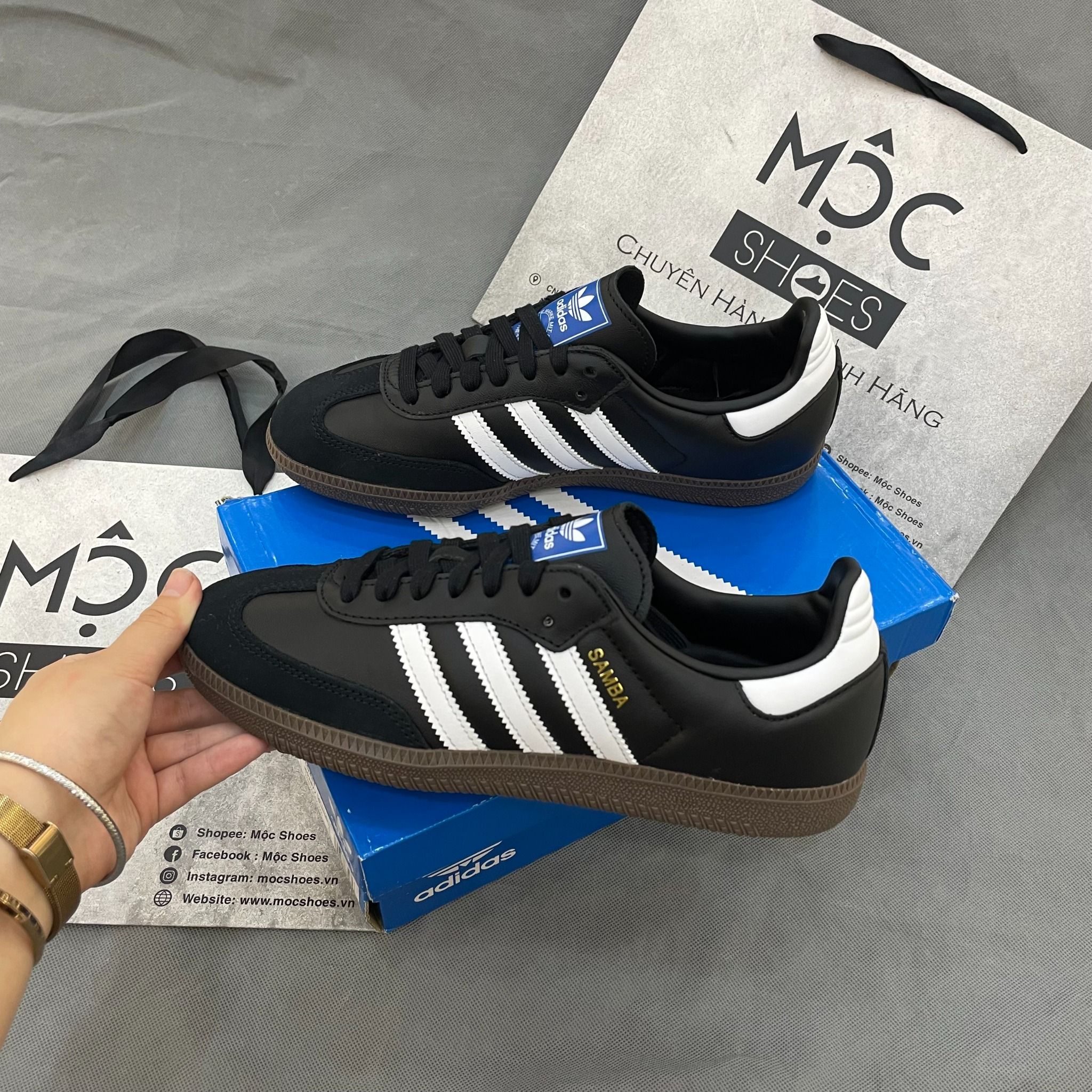 2144 - HÀNG CHÍNH HÃNG - GIÀY ADIDAS SAMBA OG CORE BLACK / CLOUD WHITE / GUM - CODE: B75807