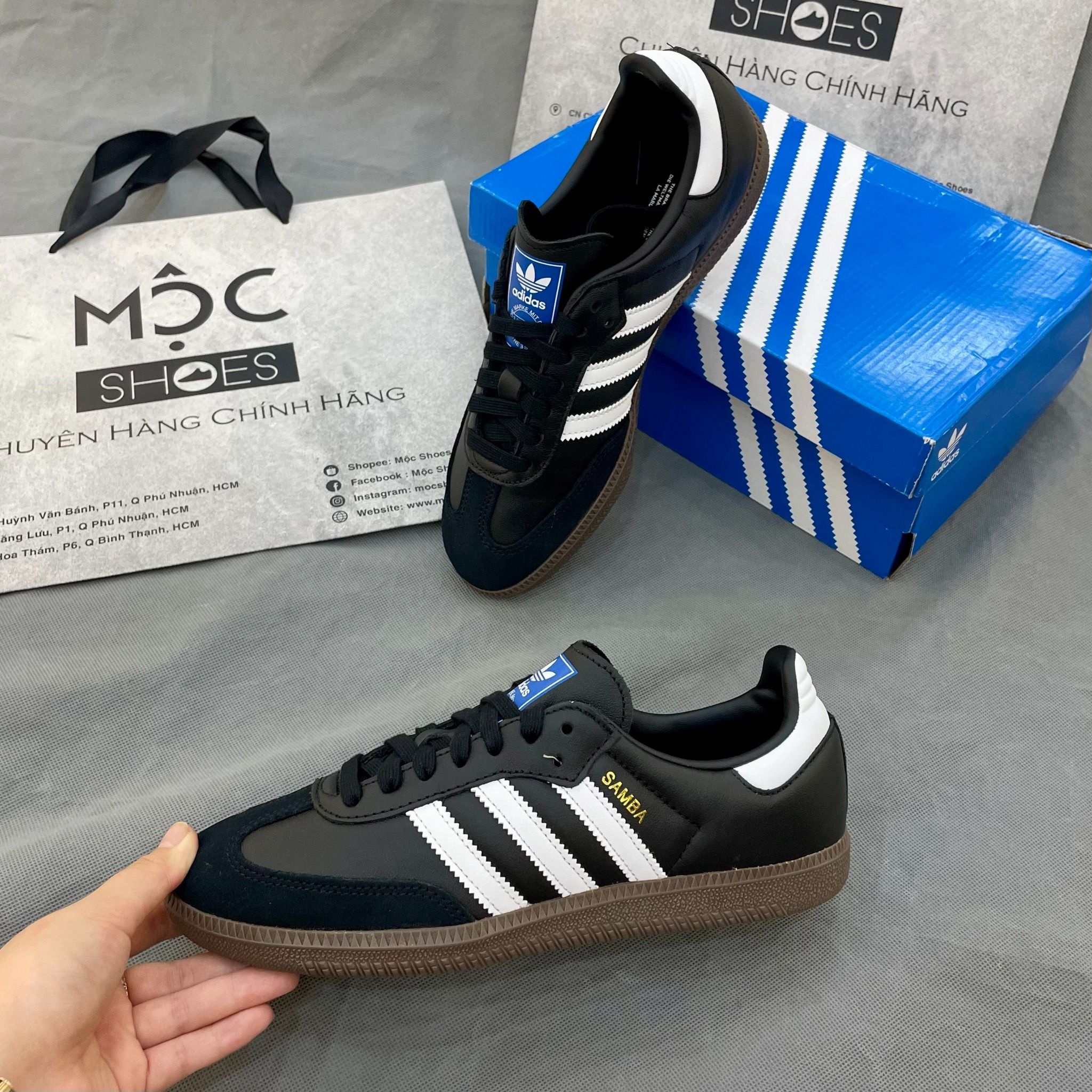 2144 - HÀNG CHÍNH HÃNG - GIÀY ADIDAS SAMBA OG CORE BLACK / CLOUD WHITE / GUM - CODE: B75807