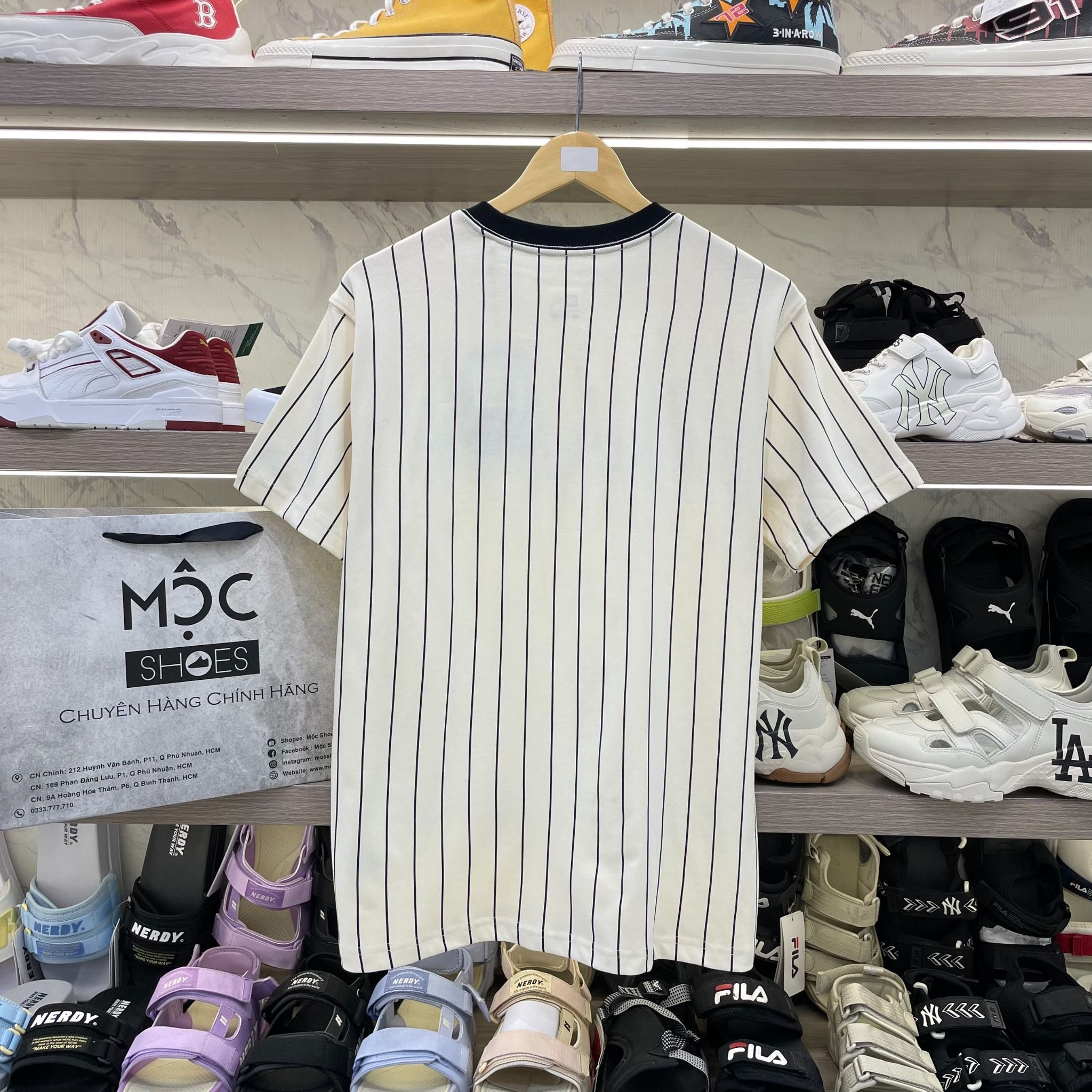  2171 - HÀNG CHÍNH HÃNG - ÁO THUN NEW ERA - STRIPE LOGO NE - BEIGE - CODE: 12845008 