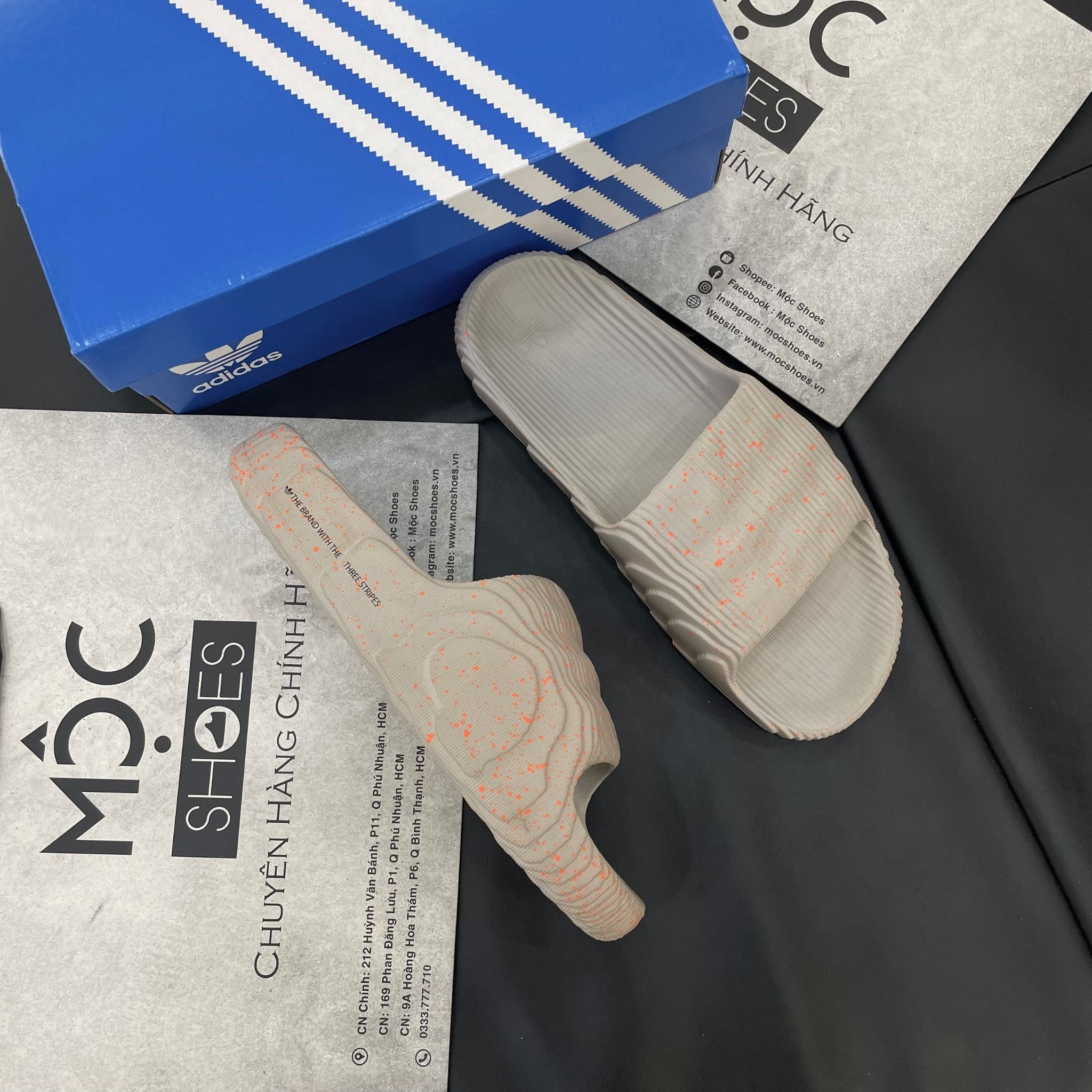  [SALE 750K] 2176 - HÀNG CHÍNH HÃNG - DÉP ADIDAS 22 - TAN NHẠT VẨY CAM 