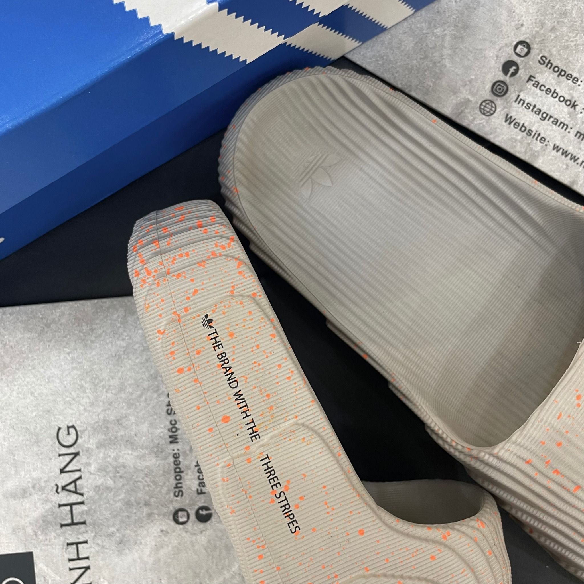 2176 - HÀNG CHÍNH HÃNG - DÉP ADIDAS 22 - TAN NHẠT VẨY CAM