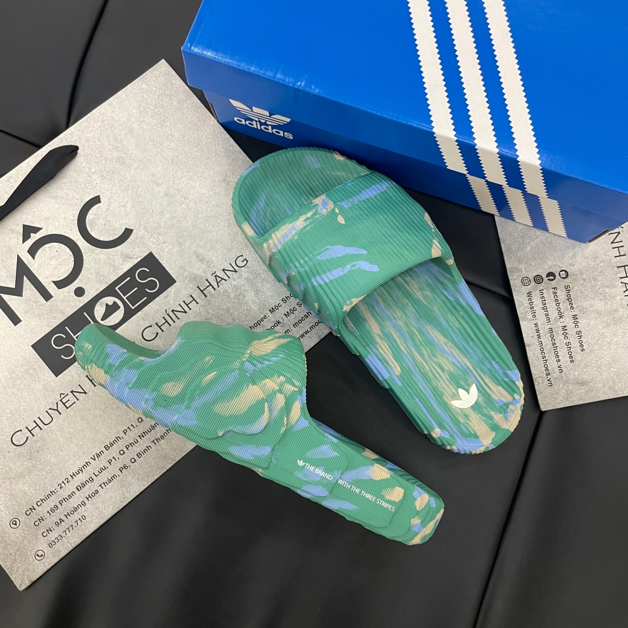 2177 - HÀNG CHÍNH HÃNG - DÉP ADIDAS 22 - XANH LÁ VẨY SƠN