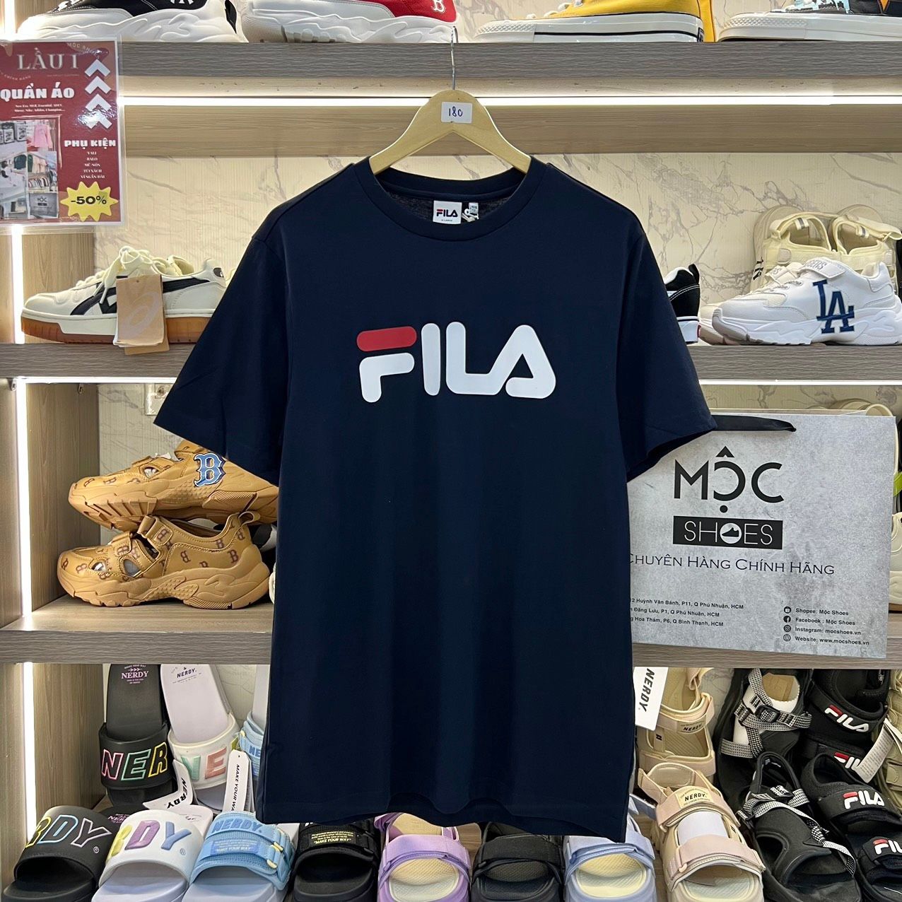 2072- HÀNG CHÍNH HÃNG - ÁO THUN FILA - LOGO BASIC *NAVY - CODE: FS2RSC2001X-INA
