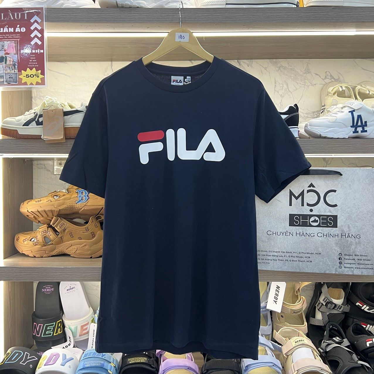  2072- HÀNG CHÍNH HÃNG - ÁO THUN FILA - LOGO BASIC *NAVY  - CODE: FS2RSC2001X-INA 