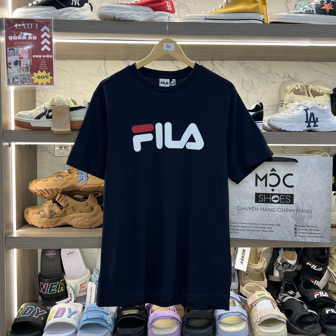 2072- HÀNG CHÍNH HÃNG - ÁO THUN FILA - LOGO BASIC *NAVY - CODE: FS2RSC2001X-INA