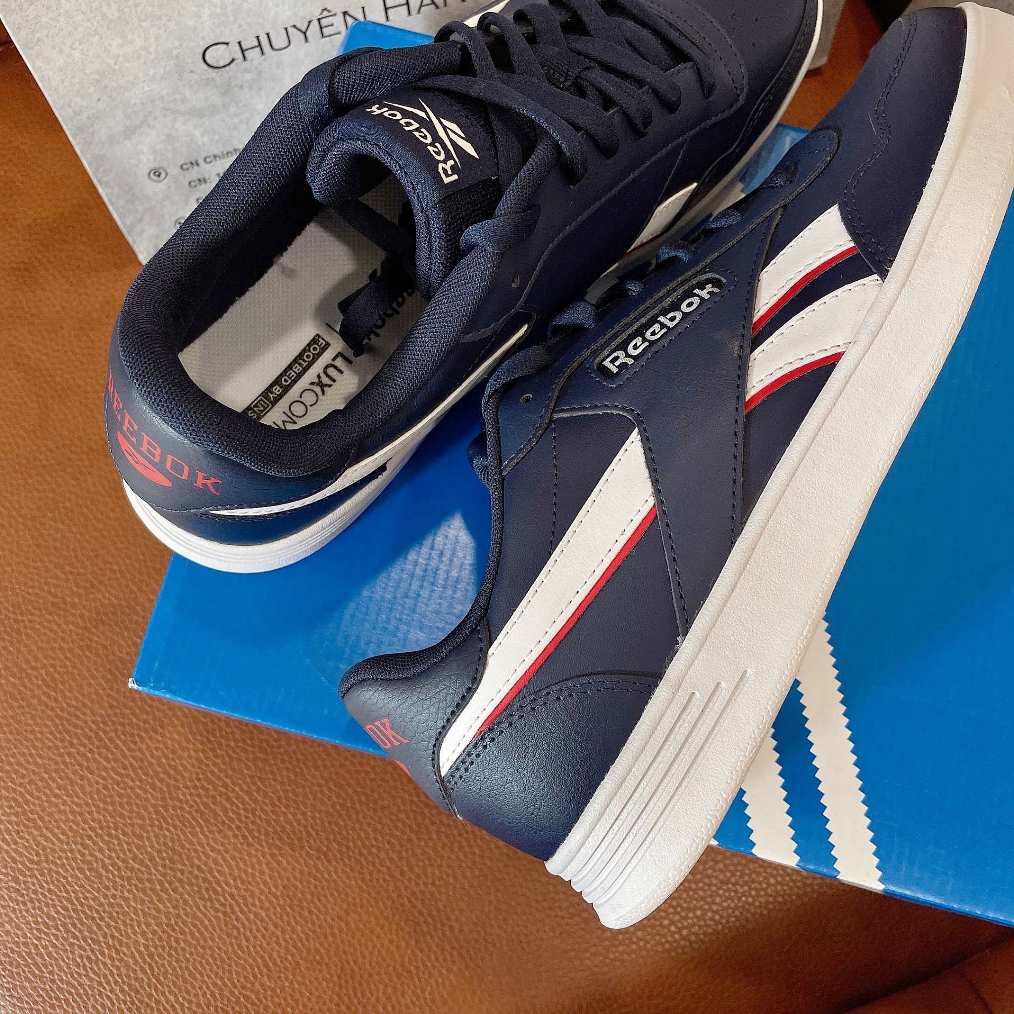 2219 - HÀNG CHÍNH HÃNG - GIÀY REEBOK - ĐẾ BẰNG - (6201) Navy Swoosh Trắng *Viền Đỏ*