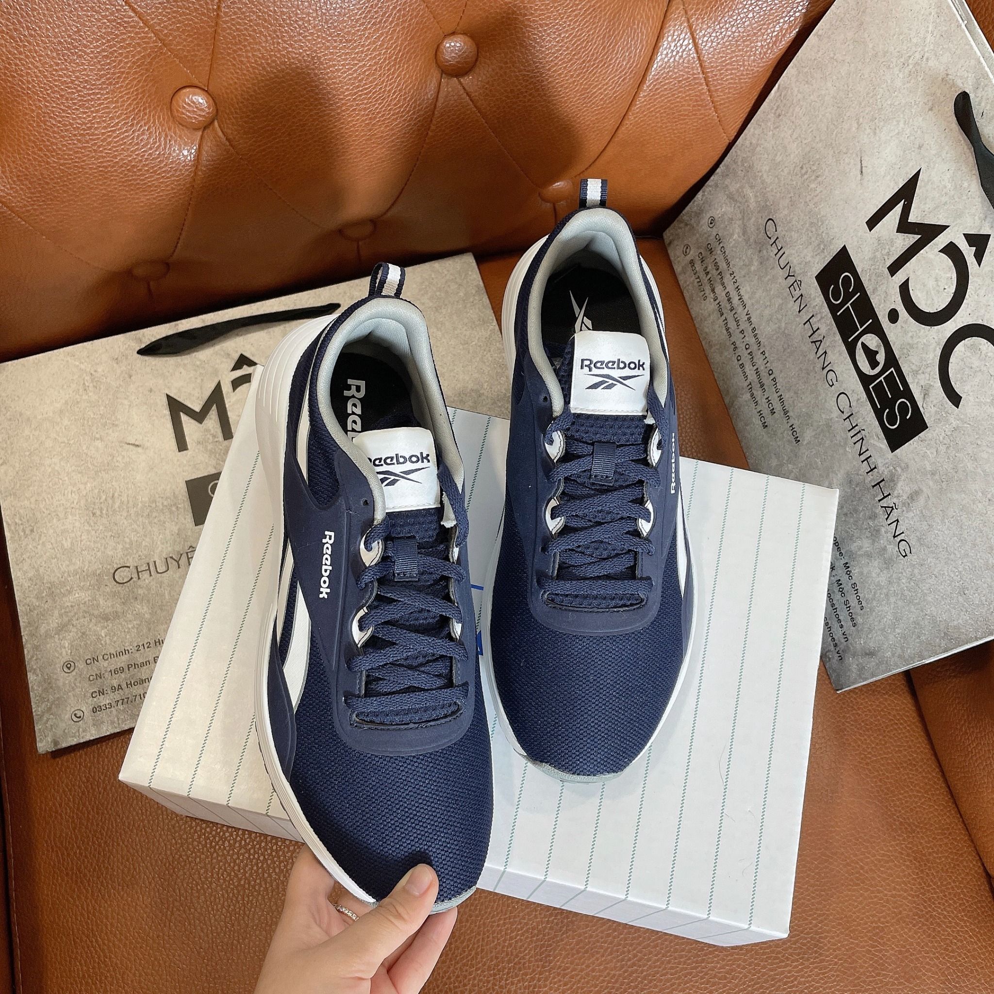 2224 - HÀNG CHÍNH HÃNG - GIÀY REEBOK - ĐẾ BẦU - XANH NAVY *LOGO TRẮNG*