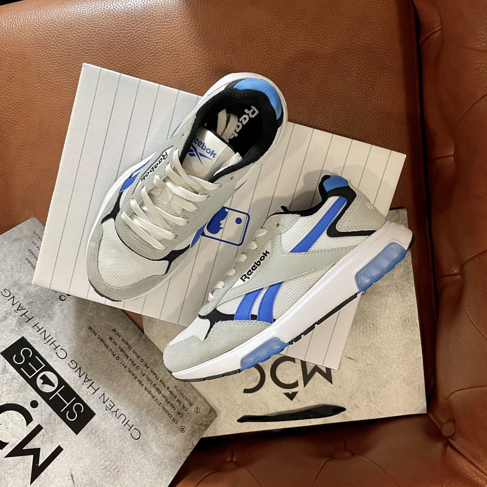 2231- HÀNG CHÍNH HÃNG - GIÀY REEBOK ĐẾ MAX - XÁM - *LOGO XANH*