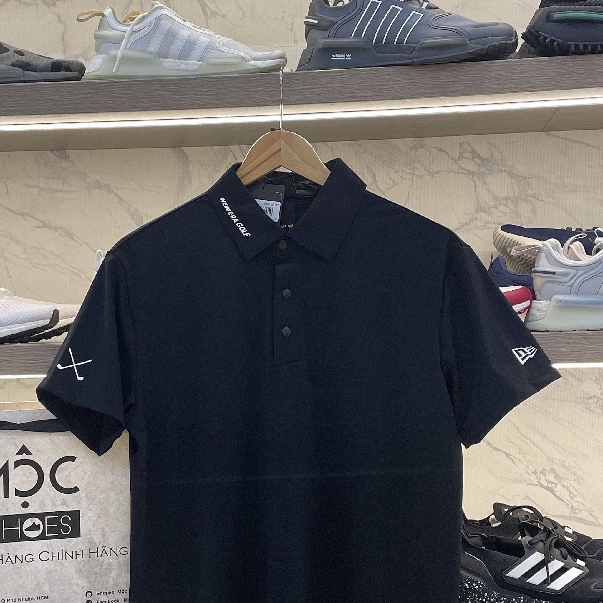 2243 - HÀNG CHÍNH HÃNG - Áo Polo New Era - Logo NY xám thêu - Đen