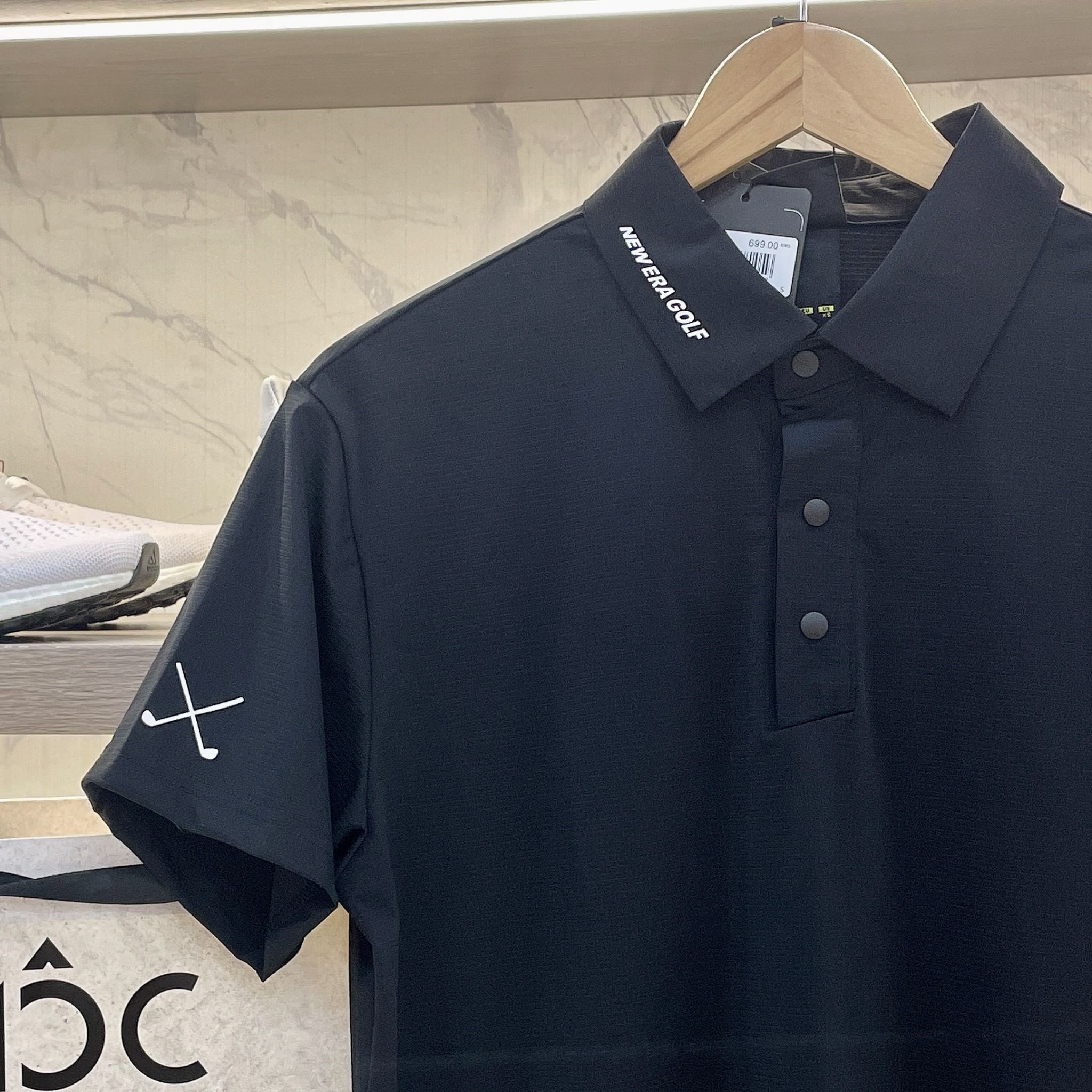 2243 - HÀNG CHÍNH HÃNG - Áo Polo New Era - Logo NY xám thêu - Đen